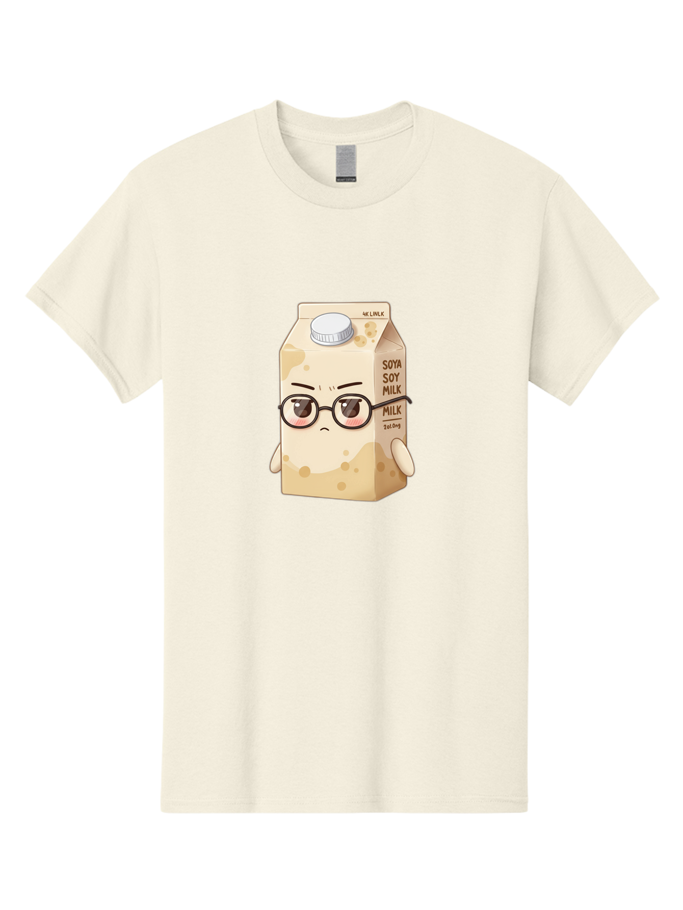 Soya-Soy-Milk Men'S Graphic Tee, 100% Cotton, Comfortable Casual Summer Wear, Machine Washable, Cartoon Soy Milk Carton, Anthropomorphic Milk, Glasses, Sad Face, Soy Milk, Milk Carton, Kawaii Character, Plant-Based Milk, Dairy-Free, Vegan Milk Bae773