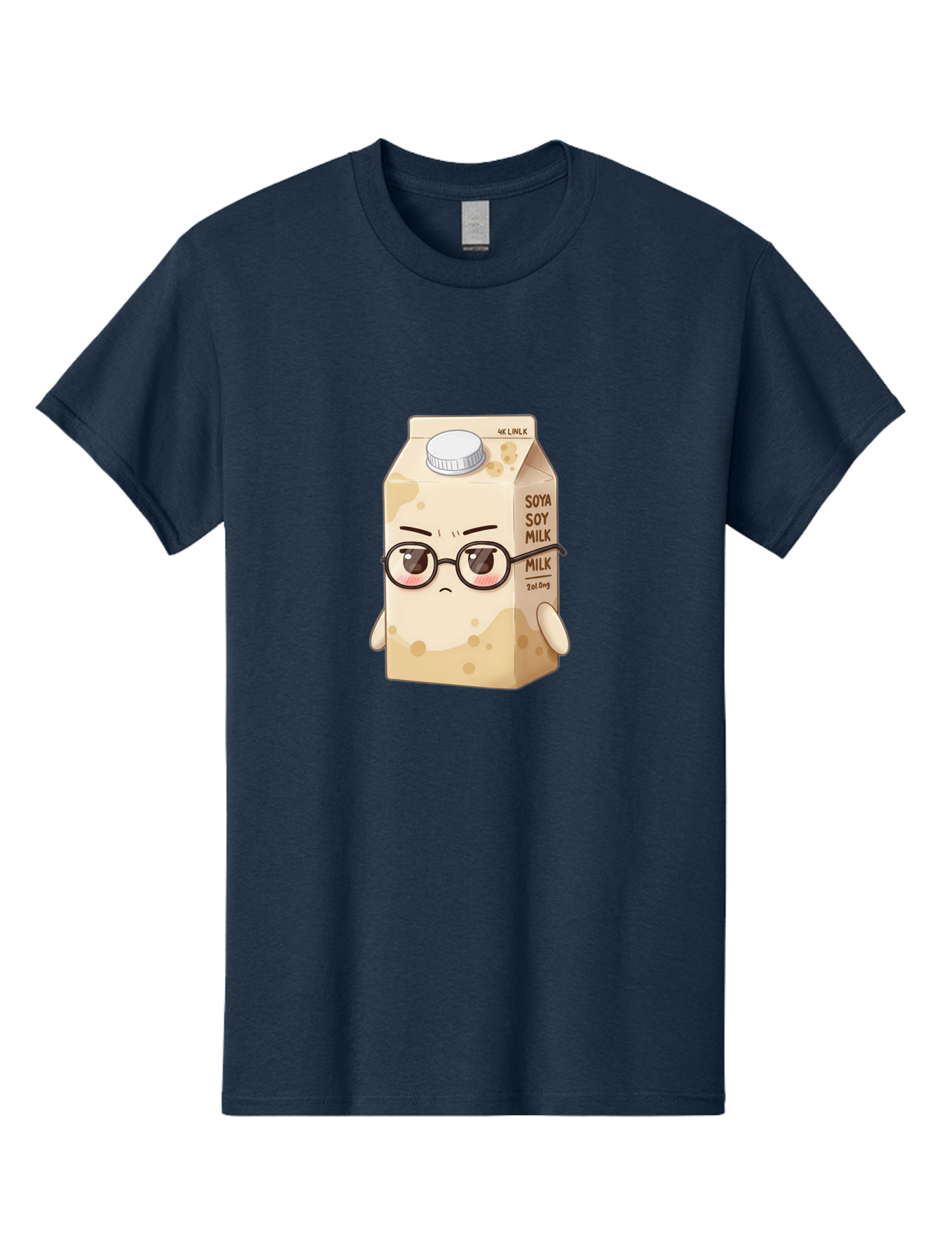 Soya-Soy-Milk Men'S Graphic Tee, 100% Cotton, Comfortable Casual Summer Wear, Machine Washable, Cartoon Soy Milk Carton, Anthropomorphic Milk, Glasses, Sad Face, Soy Milk, Milk Carton, Kawaii Character, Plant-Based Milk, Dairy-Free, Vegan Milk Bae773