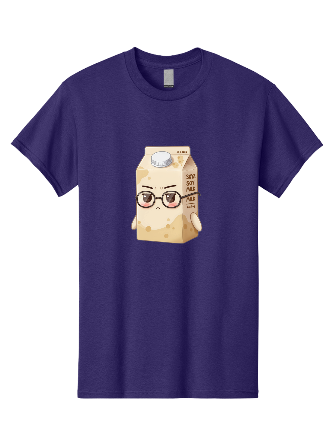 Soya-Soy-Milk Men'S Graphic Tee, 100% Cotton, Comfortable Casual Summer Wear, Machine Washable, Cartoon Soy Milk Carton, Anthropomorphic Milk, Glasses, Sad Face, Soy Milk, Milk Carton, Kawaii Character, Plant-Based Milk, Dairy-Free, Vegan Milk Bae773
