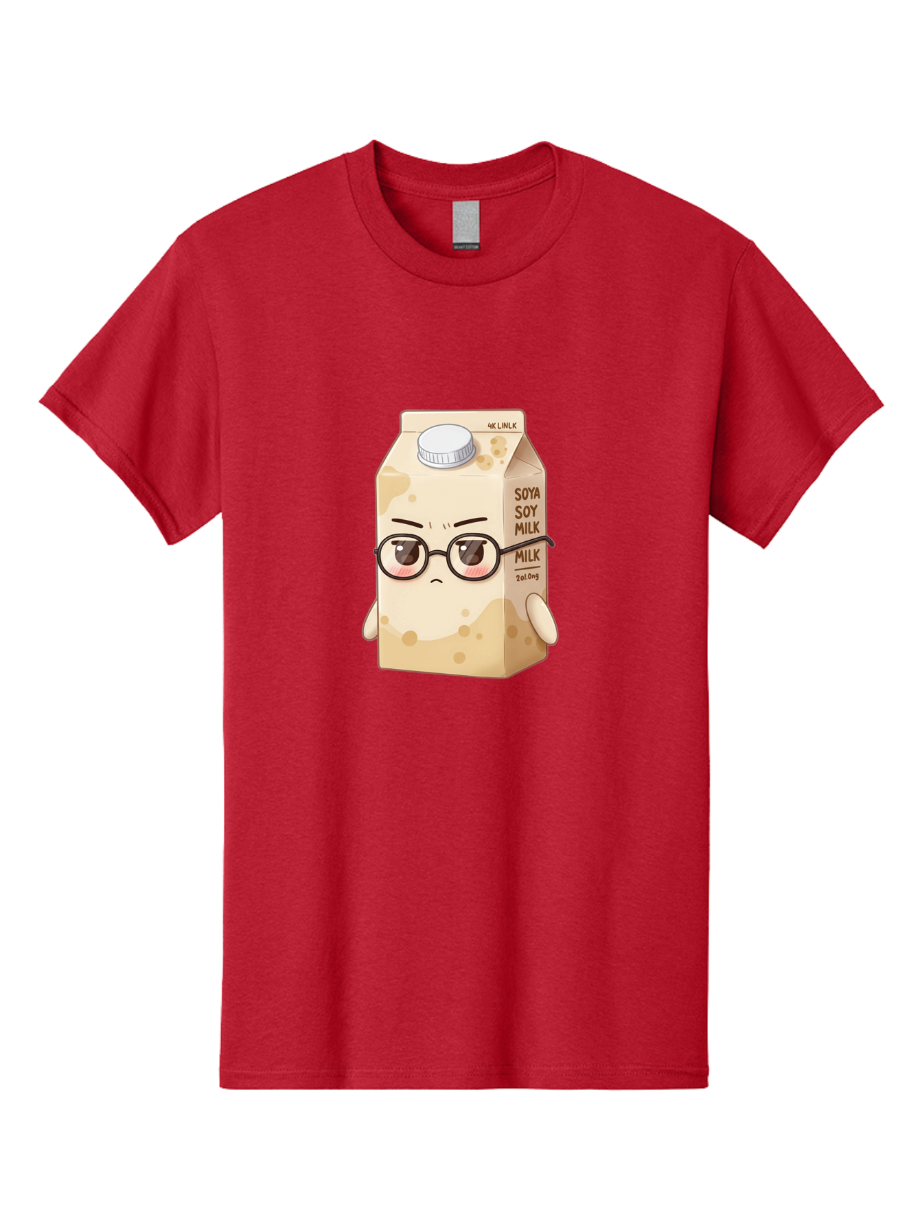 Soya-Soy-Milk Men'S Graphic Tee, 100% Cotton, Comfortable Casual Summer Wear, Machine Washable, Cartoon Soy Milk Carton, Anthropomorphic Milk, Glasses, Sad Face, Soy Milk, Milk Carton, Kawaii Character, Plant-Based Milk, Dairy-Free, Vegan Milk Bae773
