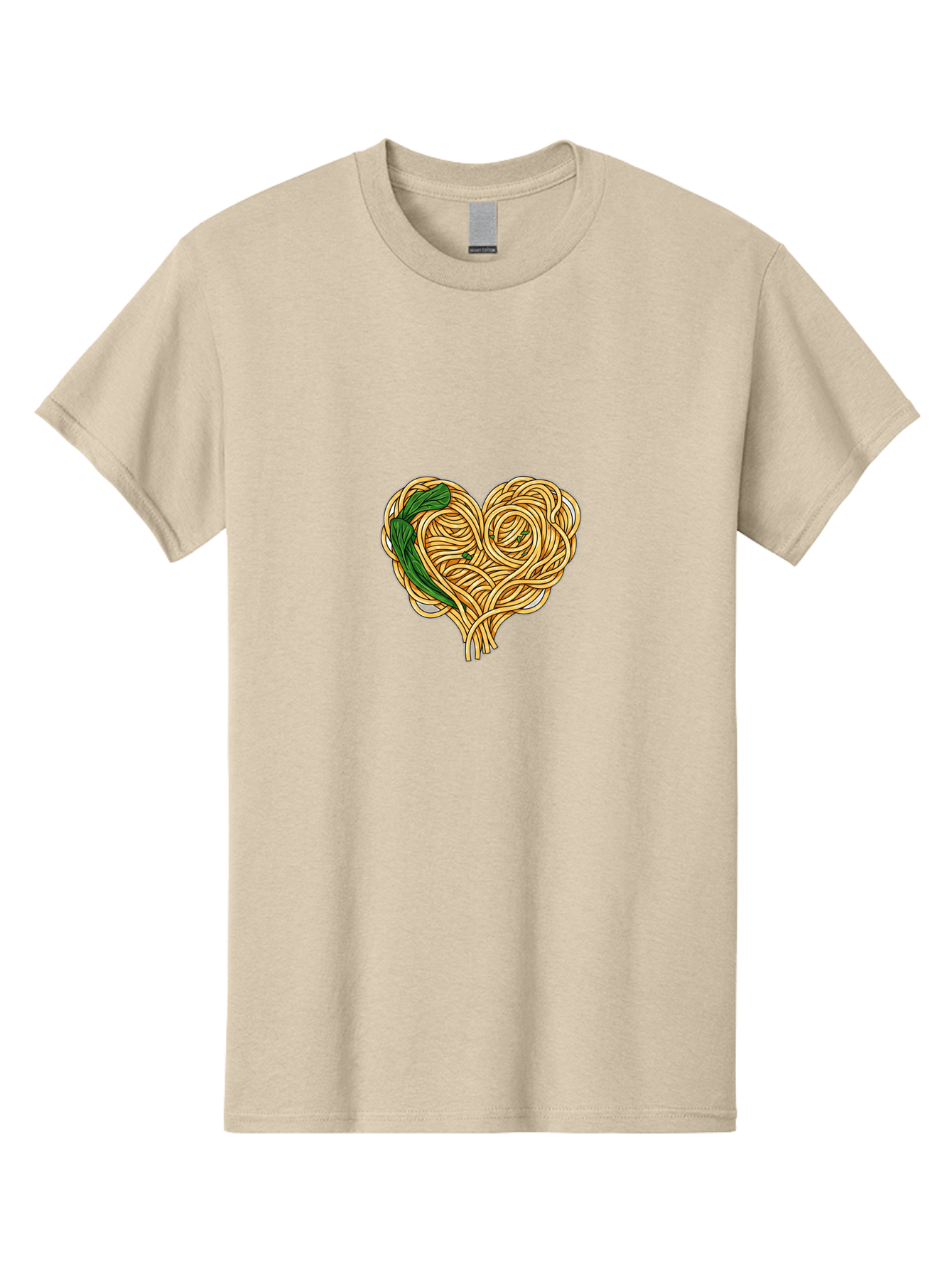 Spaghetti-Heart Men'S Graphic Tee, 100% Cotton, Comfortable Casual Summer Wear, Machine Washable, Spaghetti In Heart Shape, Tangled Noodles, Basil Leaves, Italian Cuisine, Pasta Art, Food Illustration, Culinary Design, Love Theme Bae774