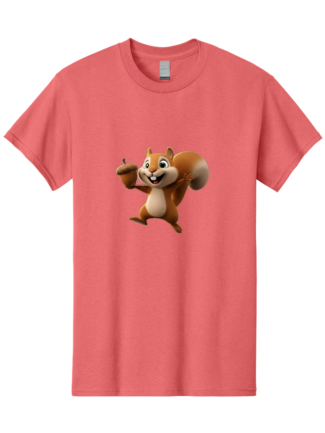 Squirrel-With-Acorn Men'S Graphic Tee, 100% Cotton, Comfortable Casual Summer Wear, Machine Washable, Cartoon Squirrel, Happy Squirrel, Acorn, Forest Animal, Cute Cartoon Character, Squirrel Character, Funny Squirrel, Squirrel Graphics Bae776