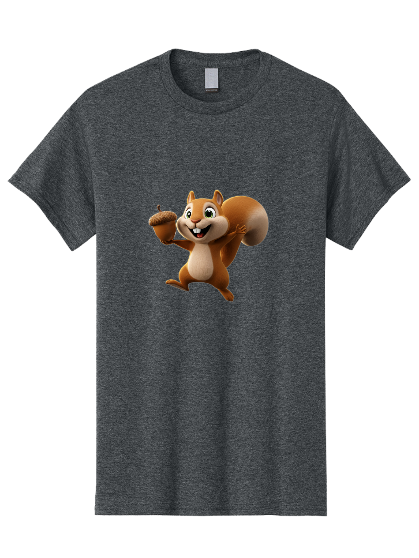 Squirrel-With-Acorn Men'S Graphic Tee, 100% Cotton, Comfortable Casual Summer Wear, Machine Washable, Cartoon Squirrel, Happy Squirrel, Acorn, Forest Animal, Cute Cartoon Character, Squirrel Character, Funny Squirrel, Squirrel Graphics Bae776