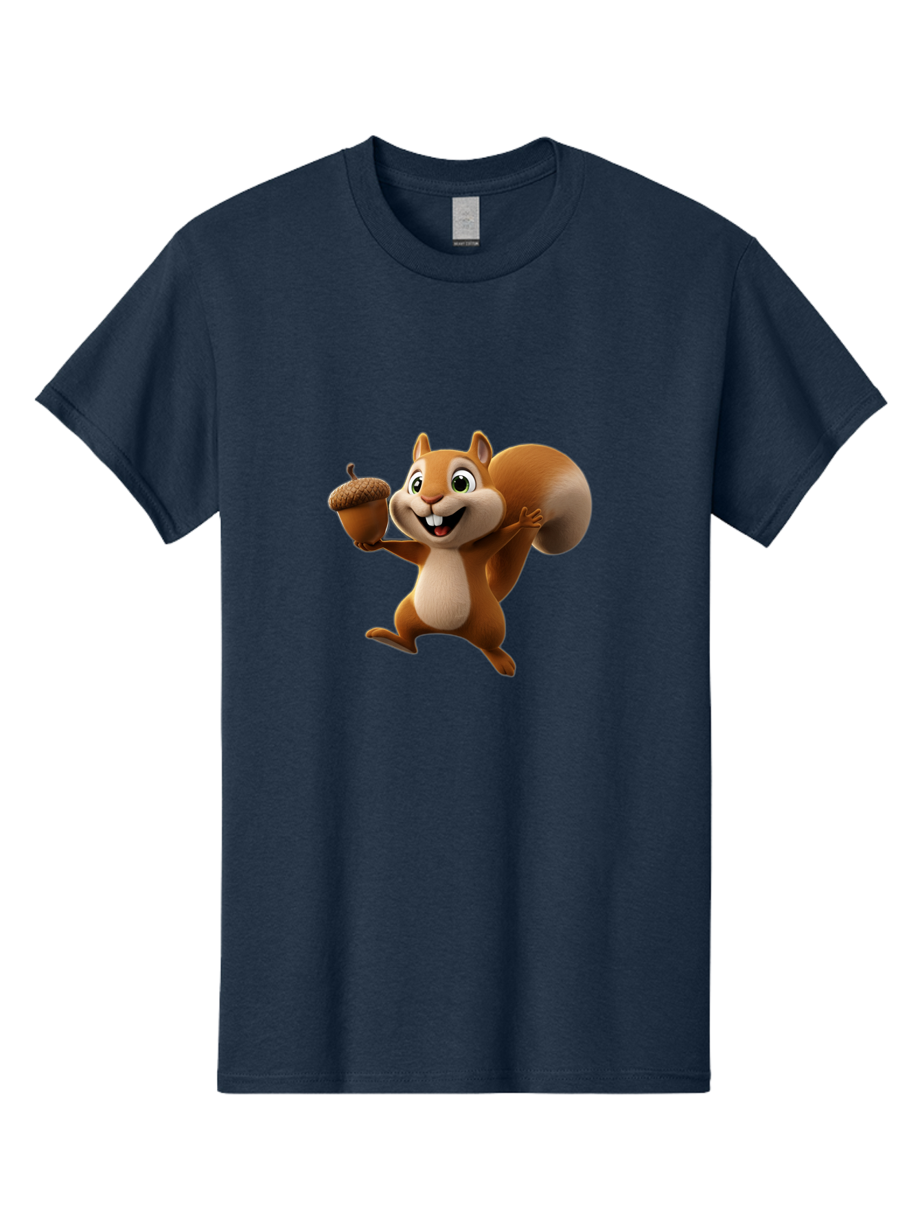 Squirrel-With-Acorn Men'S Graphic Tee, 100% Cotton, Comfortable Casual Summer Wear, Machine Washable, Cartoon Squirrel, Happy Squirrel, Acorn, Forest Animal, Cute Cartoon Character, Squirrel Character, Funny Squirrel, Squirrel Graphics Bae776