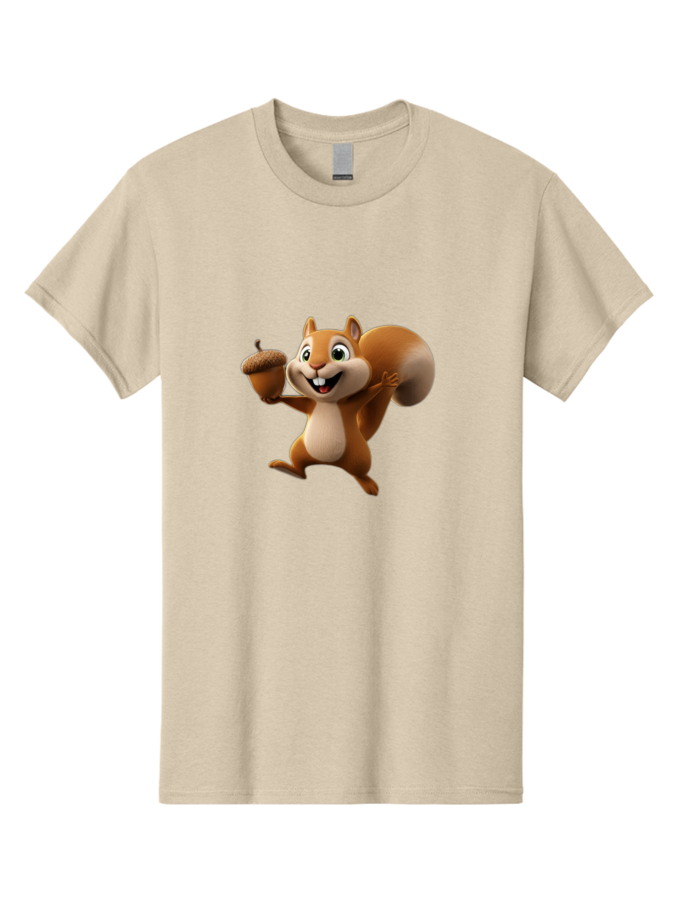 Squirrel-With-Acorn Men'S Graphic Tee, 100% Cotton, Comfortable Casual Summer Wear, Machine Washable, Cartoon Squirrel, Happy Squirrel, Acorn, Forest Animal, Cute Cartoon Character, Squirrel Character, Funny Squirrel, Squirrel Graphics Bae776