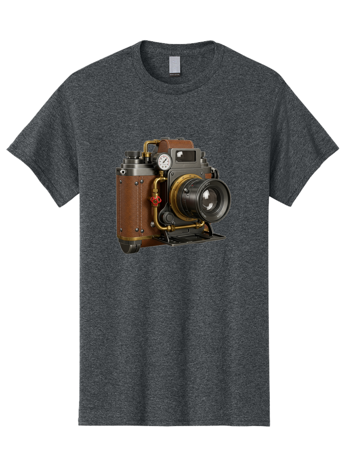 Steampunk-Camera Men'S Graphic Tee, 100% Cotton, Comfortable Casual Summer Wear, Machine Washable, Vintage Camera, Steampunk Design, Antique Photography, Retro Technology, Industrial Elements, Leather Wrapping, Brass Accents, Creative Art, Bae787