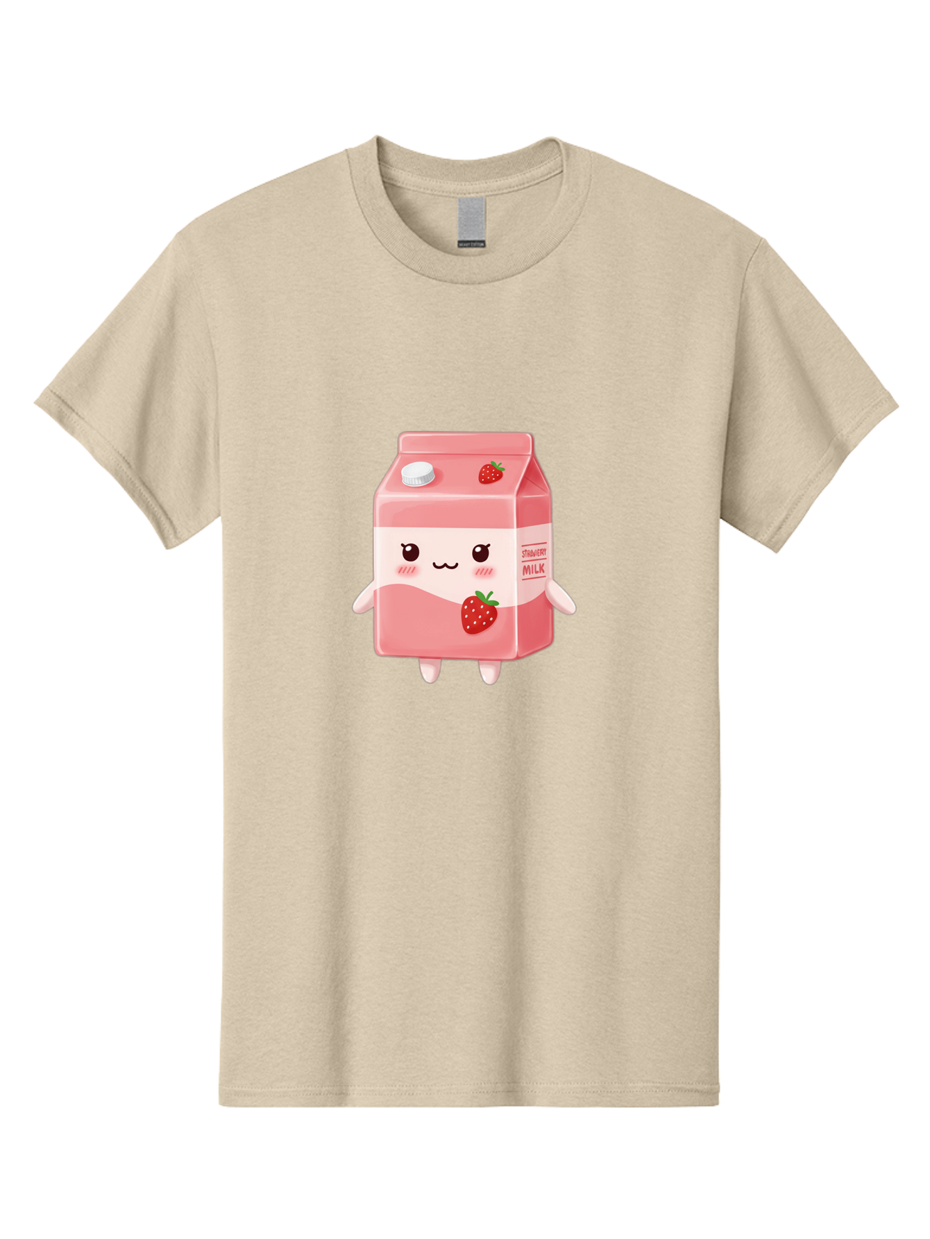 Strawberry-Milk Men'S Graphic Tee, 100% Cotton, Comfortable Casual Summer Wear, Machine Washable, Strawberry Milk, Cartoon Character, Cute Illustration, Strawberry Flavor, Pink Milk, Kawaii Design, Animated Beverage, Strawberry Theme, Bae790