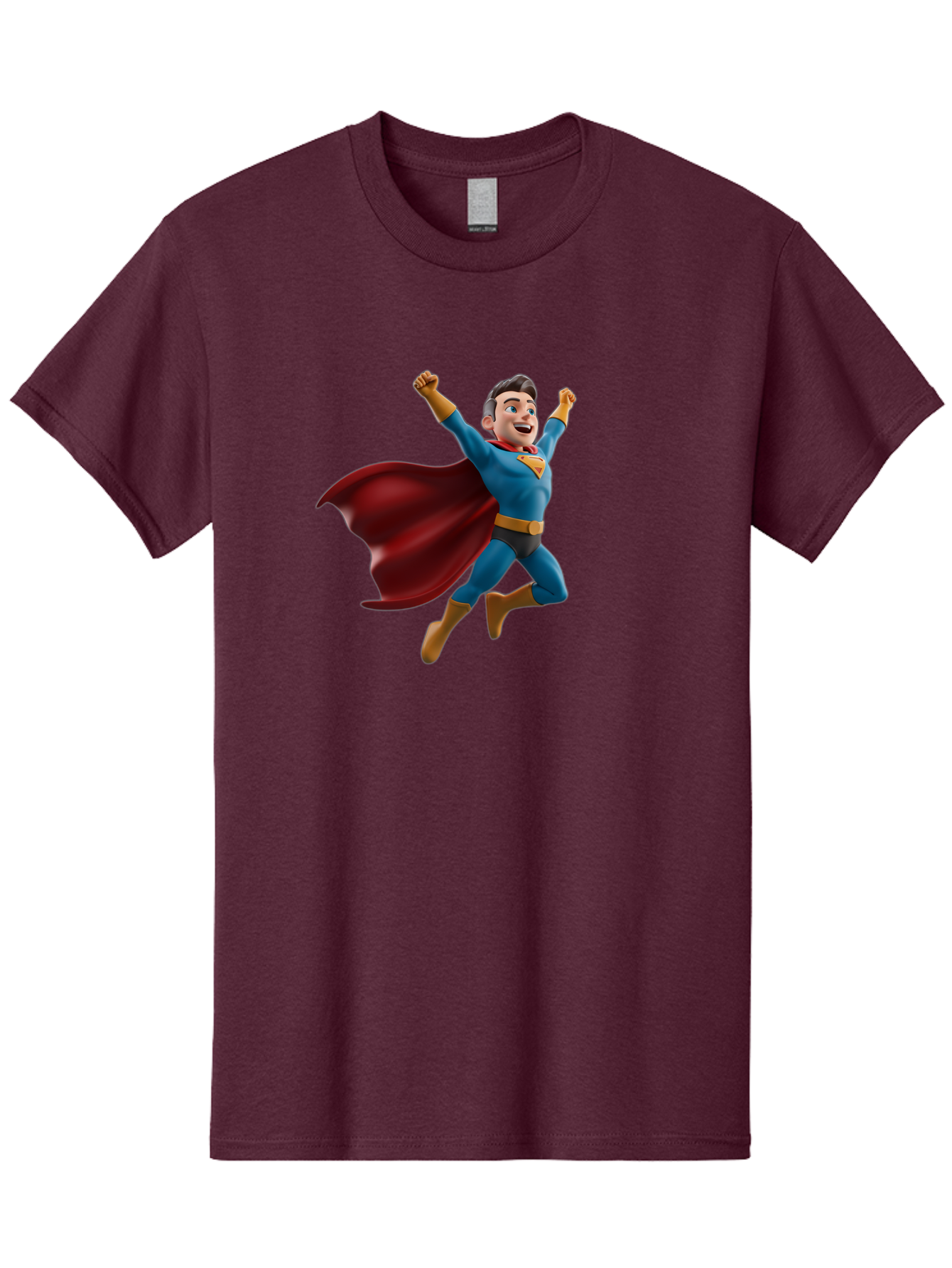 Superman Men'S Graphic Tee, 100% Cotton, Comfortable Casual Summer Wear, Machine Washable, Superhero Character, 3D Cartoon Man, Flying Superhero, Blue Costume, Red Cape, Yellow Emblem, Bold Hero, Dynamic Pose, Superhero Emblem, Comic Hero, Bae791