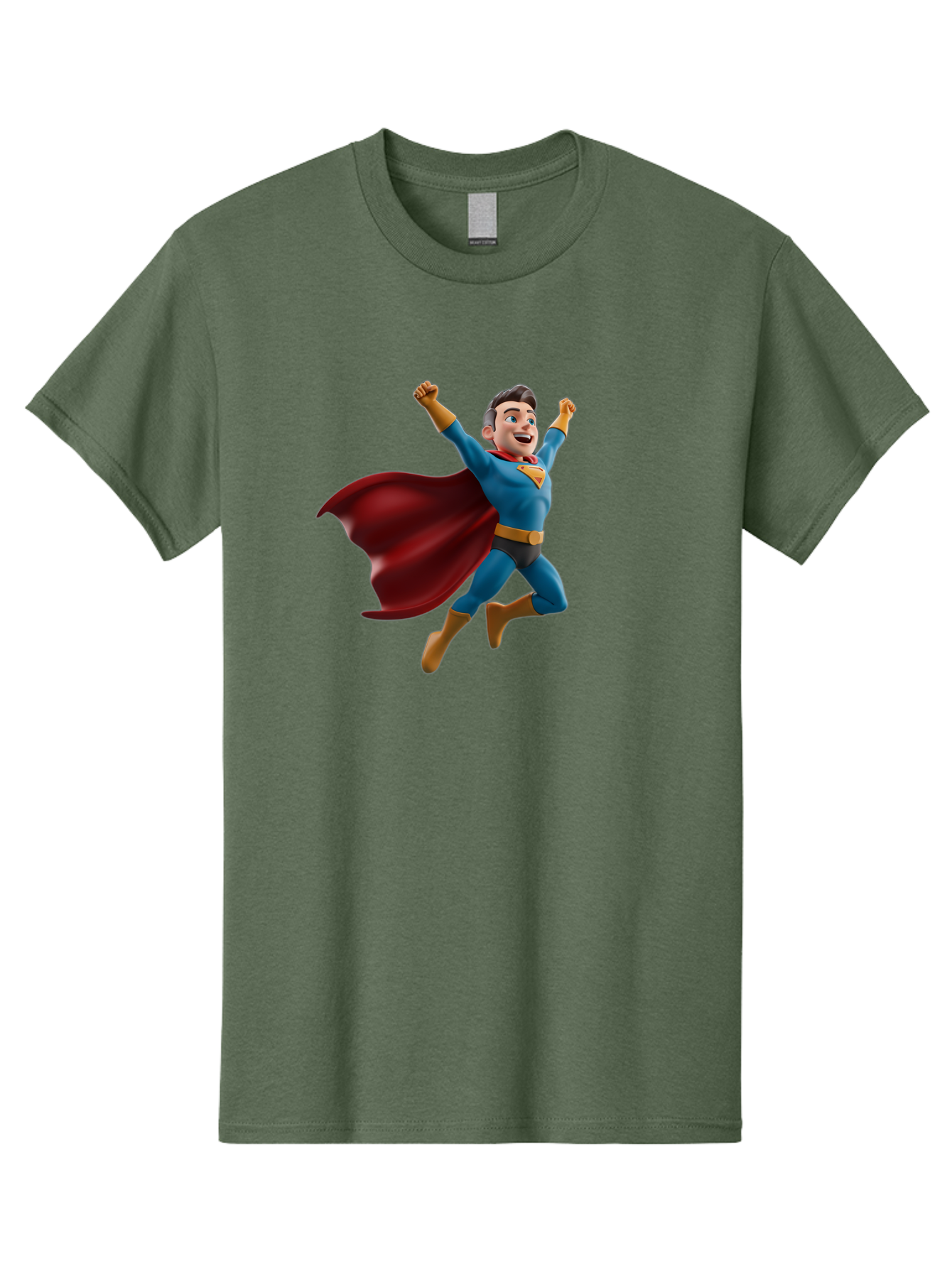 Superman Men'S Graphic Tee, 100% Cotton, Comfortable Casual Summer Wear, Machine Washable, Superhero Character, 3D Cartoon Man, Flying Superhero, Blue Costume, Red Cape, Yellow Emblem, Bold Hero, Dynamic Pose, Superhero Emblem, Comic Hero, Bae791