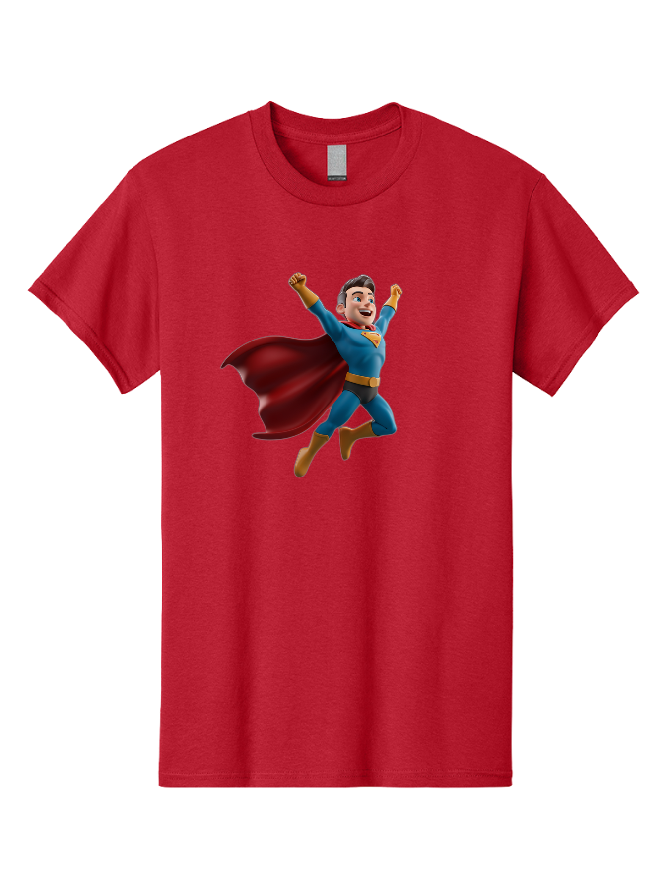 Superman Men'S Graphic Tee, 100% Cotton, Comfortable Casual Summer Wear, Machine Washable, Superhero Character, 3D Cartoon Man, Flying Superhero, Blue Costume, Red Cape, Yellow Emblem, Bold Hero, Dynamic Pose, Superhero Emblem, Comic Hero, Bae791