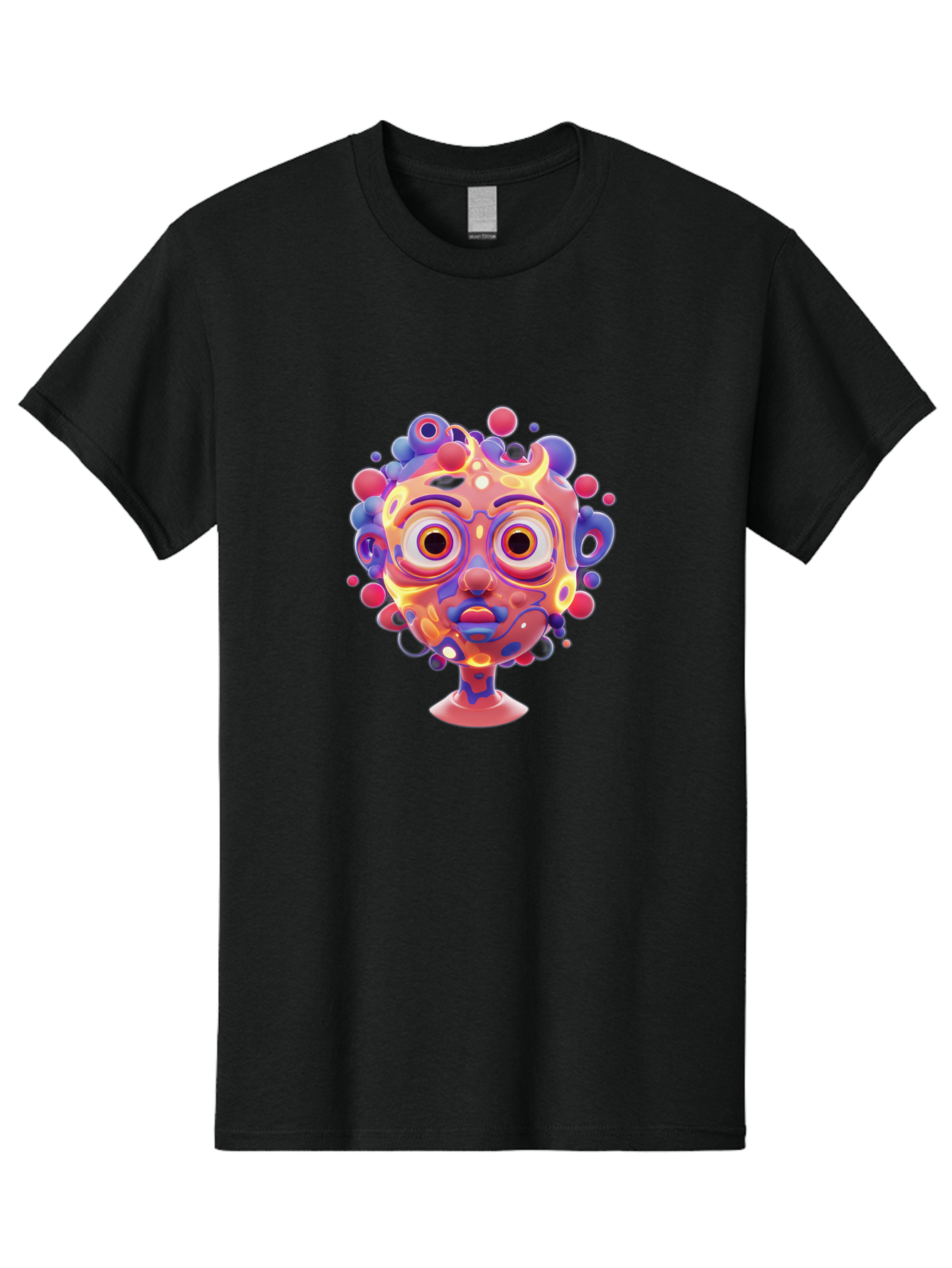 Surreal-Face Men'S Graphic Tee, 100% Cotton, Comfortable Casual Summer Wear, Machine Washable, Surreal Art, Abstract Face, Vibrant Colors, Dreamlike Atmosphere, Psychedelic Design, Futuristic Character, Colorful Eyes Bae792