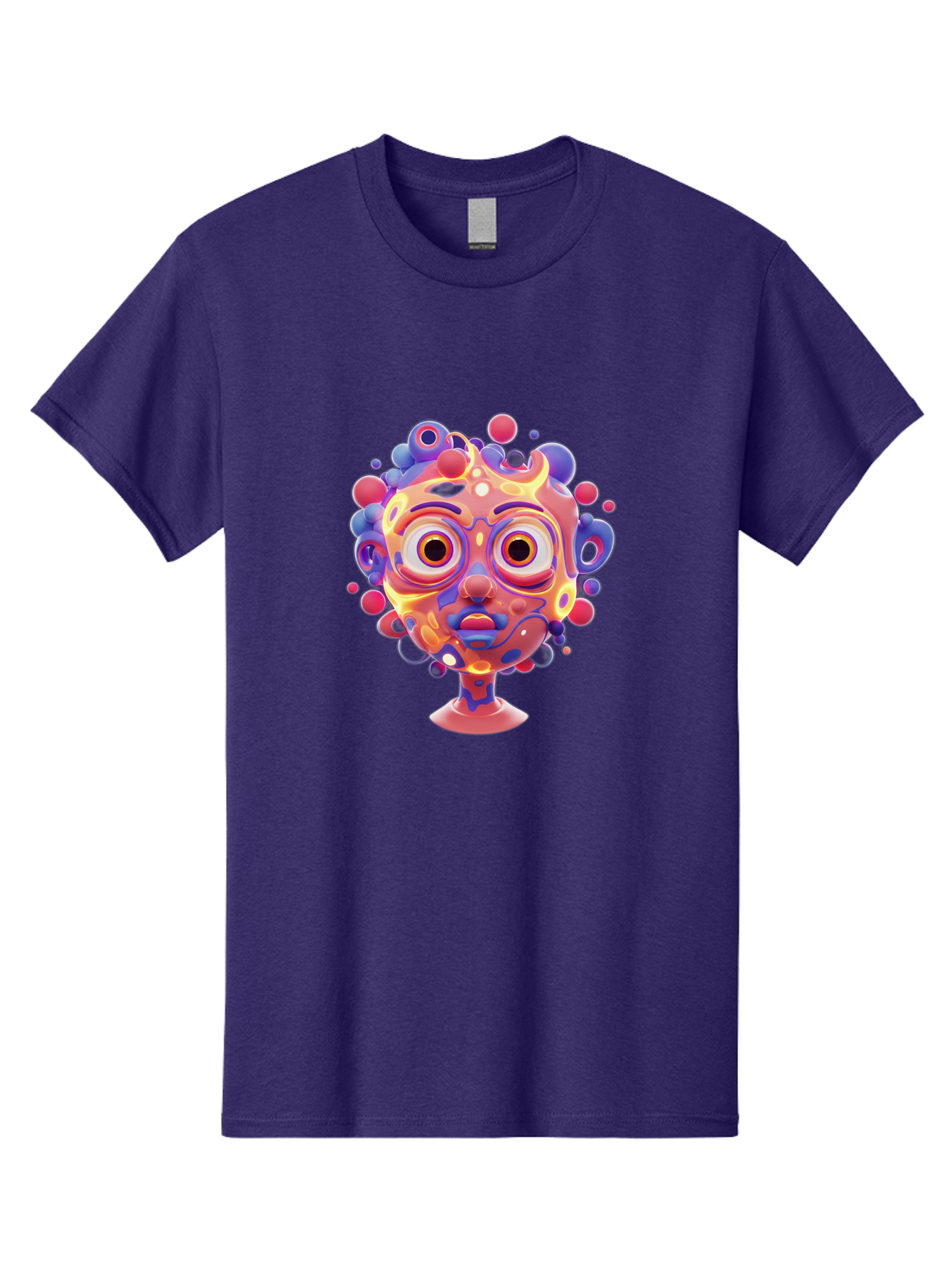 Surreal-Face Men'S Graphic Tee, 100% Cotton, Comfortable Casual Summer Wear, Machine Washable, Surreal Art, Abstract Face, Vibrant Colors, Dreamlike Atmosphere, Psychedelic Design, Futuristic Character, Colorful Eyes Bae792