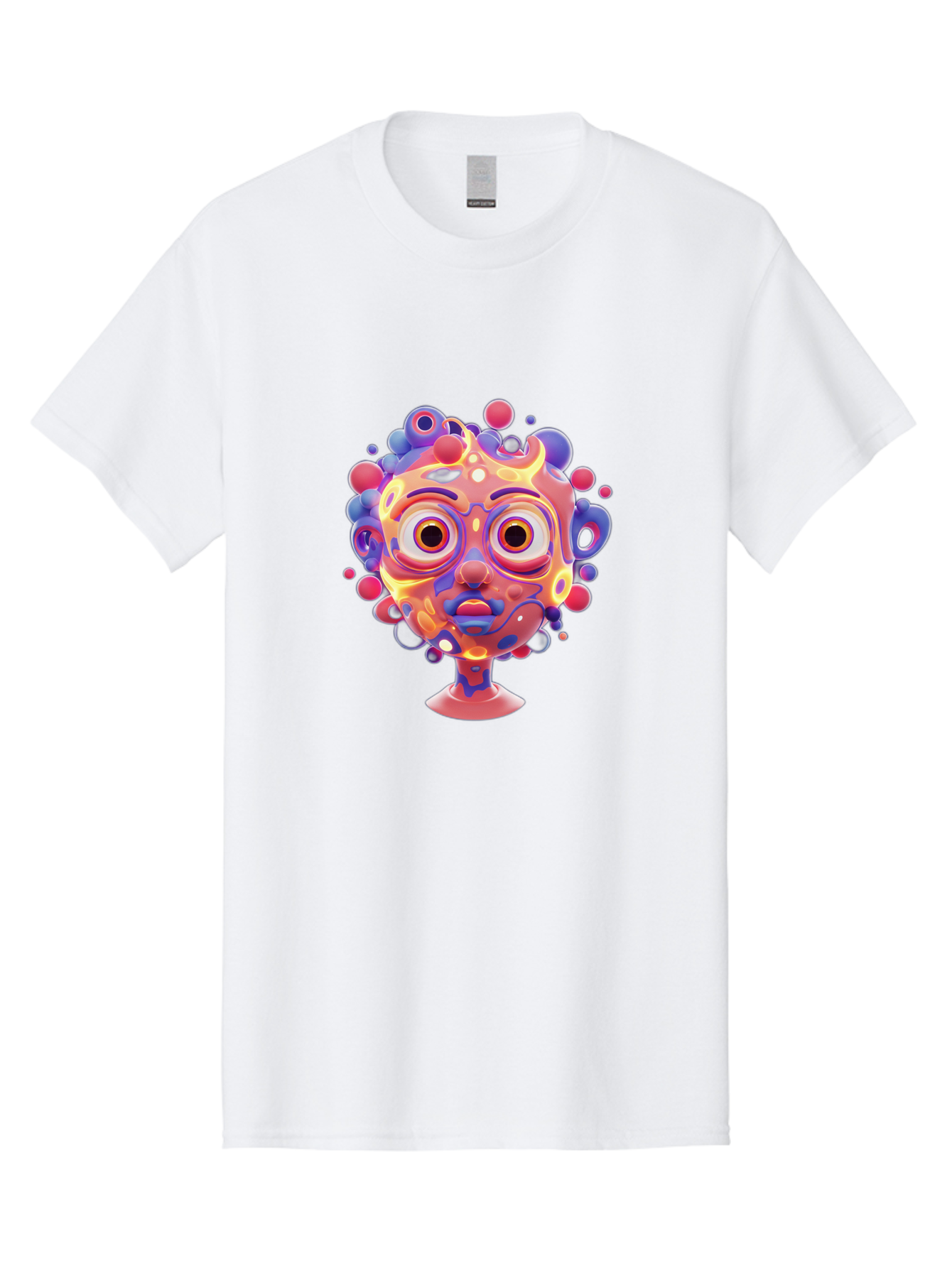 Surreal-Face Men'S Graphic Tee, 100% Cotton, Comfortable Casual Summer Wear, Machine Washable, Surreal Art, Abstract Face, Vibrant Colors, Dreamlike Atmosphere, Psychedelic Design, Futuristic Character, Colorful Eyes Bae792