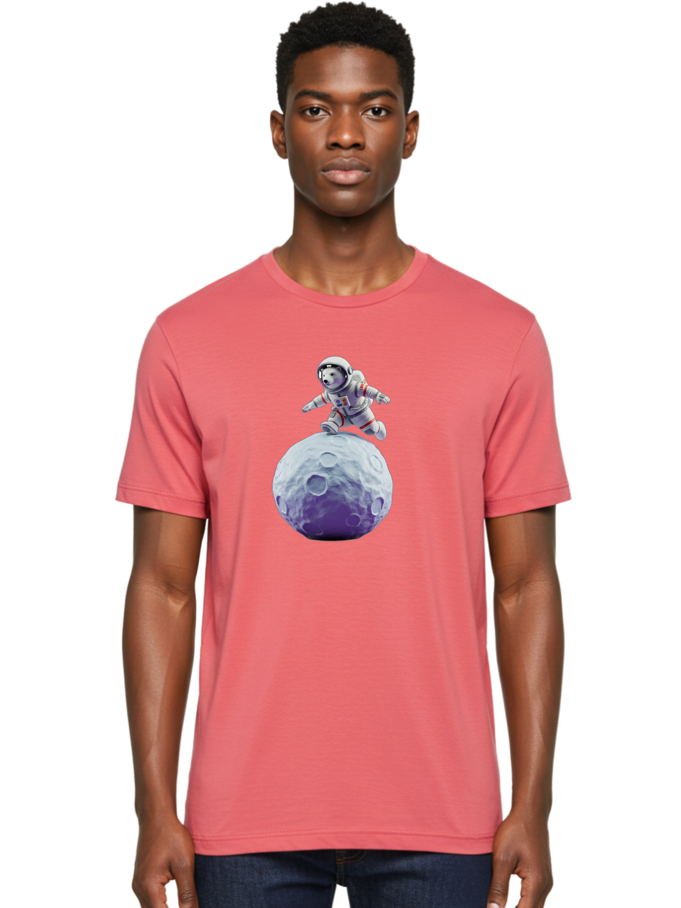 Teddy-Bear-Astronaut Men'S Graphic Tee, 100% Cotton, Comfortable Casual Summer Wear, Machine Washable, Bear Astronaut, Space Suit, Craters, Moon Surface, Lunar Exploration, Space Adventure, Cartoon Astronaut, Funny Space, Adventure Theme, Bae796