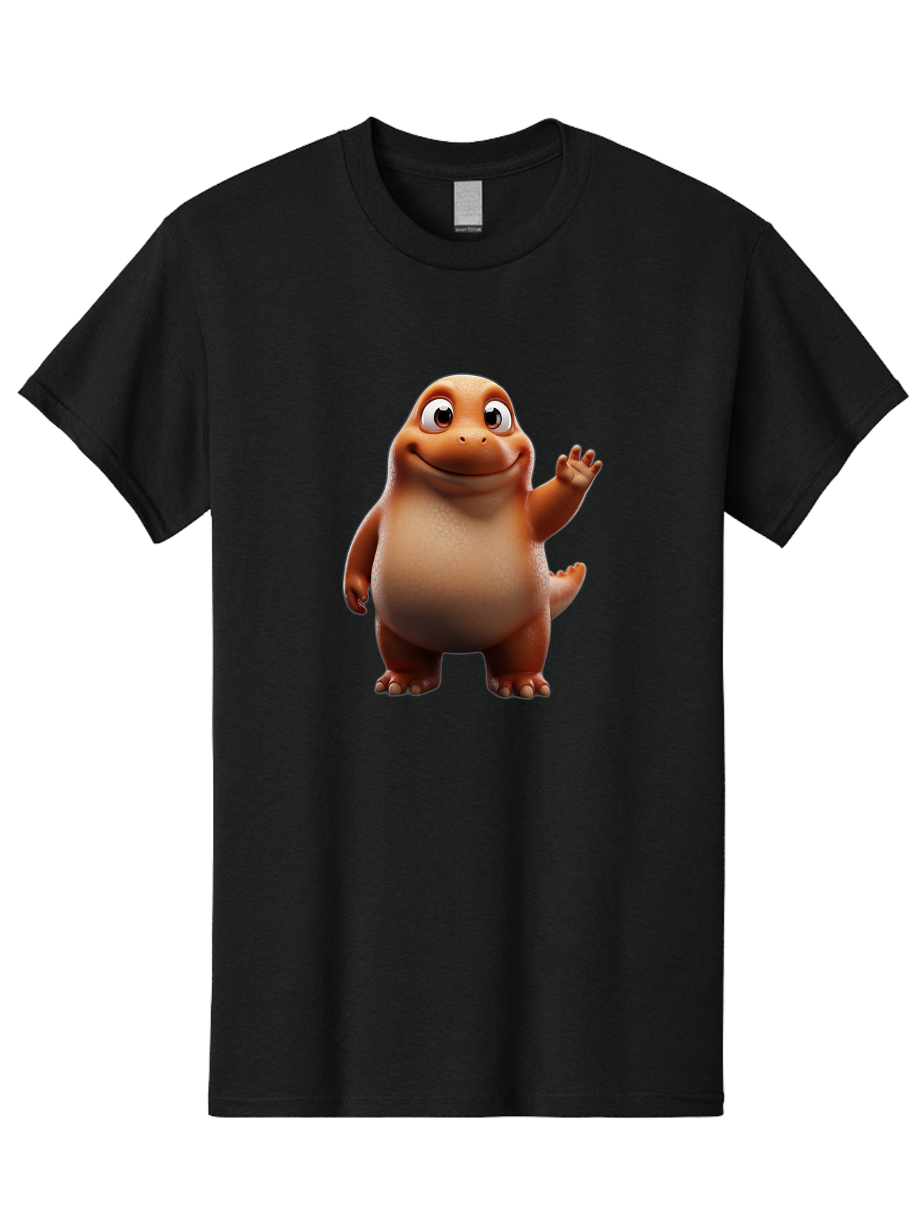 The-Good-Dinosaur Men'S Graphic Tee, 100% Cotton, Comfortable Casual Summer Wear, Machine Washable, Cartoon Dinosaur, Friendly Character, Smiling T-Rex, Animated Creature, Waving Hand, Children'S Entertainment, Prehistoric Animal, Bae797