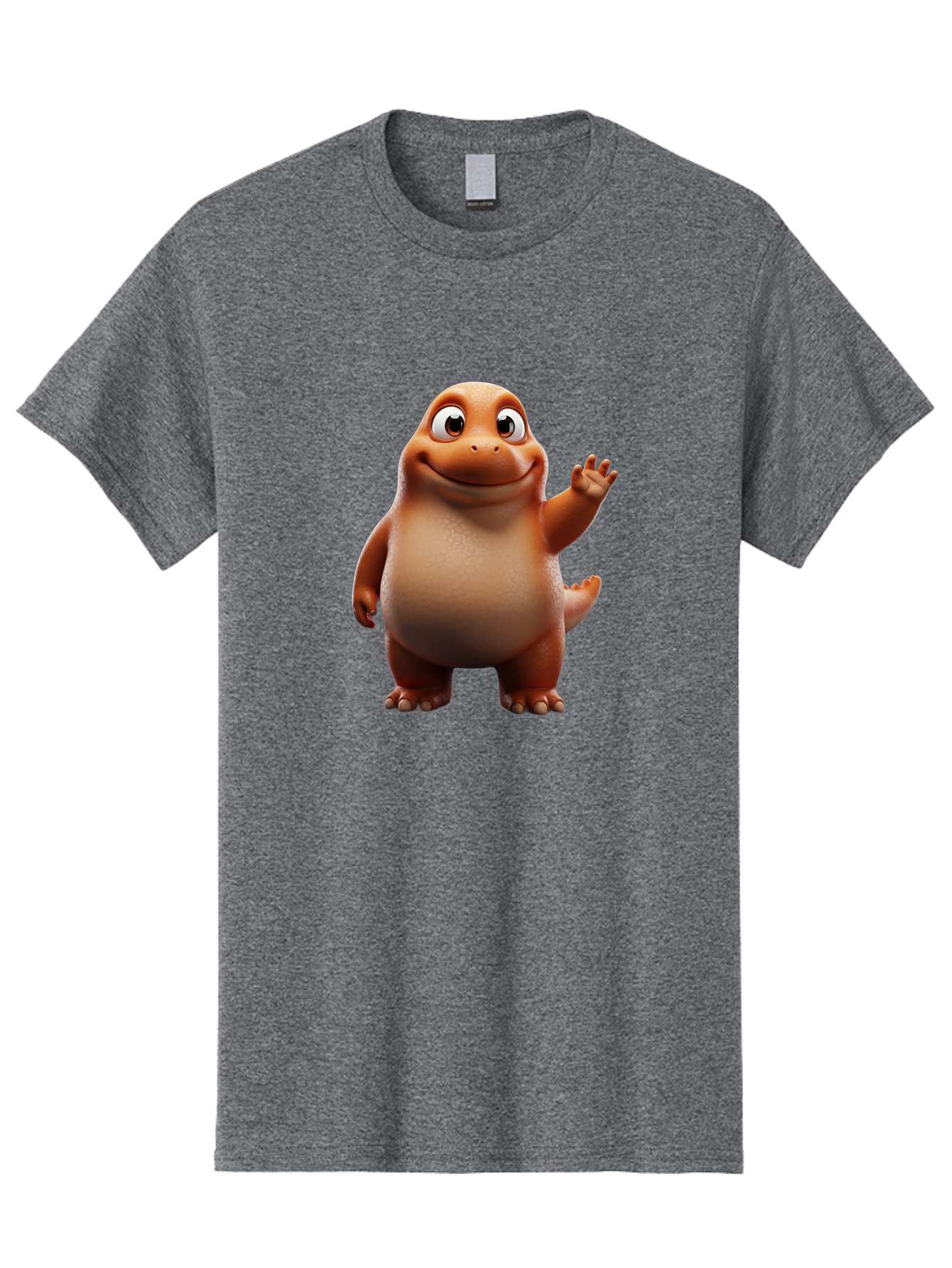 The-Good-Dinosaur Men'S Graphic Tee, 100% Cotton, Comfortable Casual Summer Wear, Machine Washable, Cartoon Dinosaur, Friendly Character, Smiling T-Rex, Animated Creature, Waving Hand, Children'S Entertainment, Prehistoric Animal, Bae797