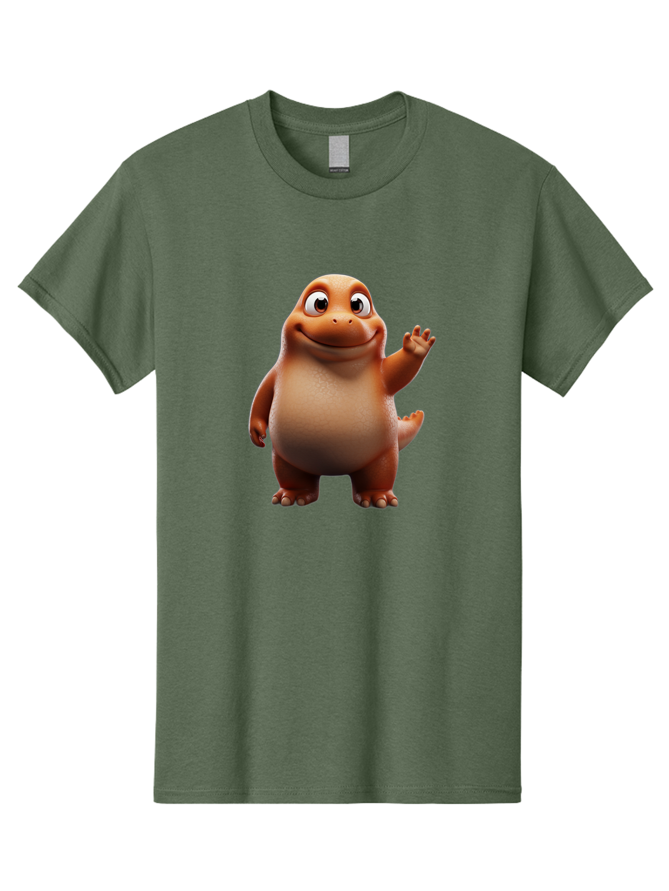 The-Good-Dinosaur Men'S Graphic Tee, 100% Cotton, Comfortable Casual Summer Wear, Machine Washable, Cartoon Dinosaur, Friendly Character, Smiling T-Rex, Animated Creature, Waving Hand, Children'S Entertainment, Prehistoric Animal, Bae797