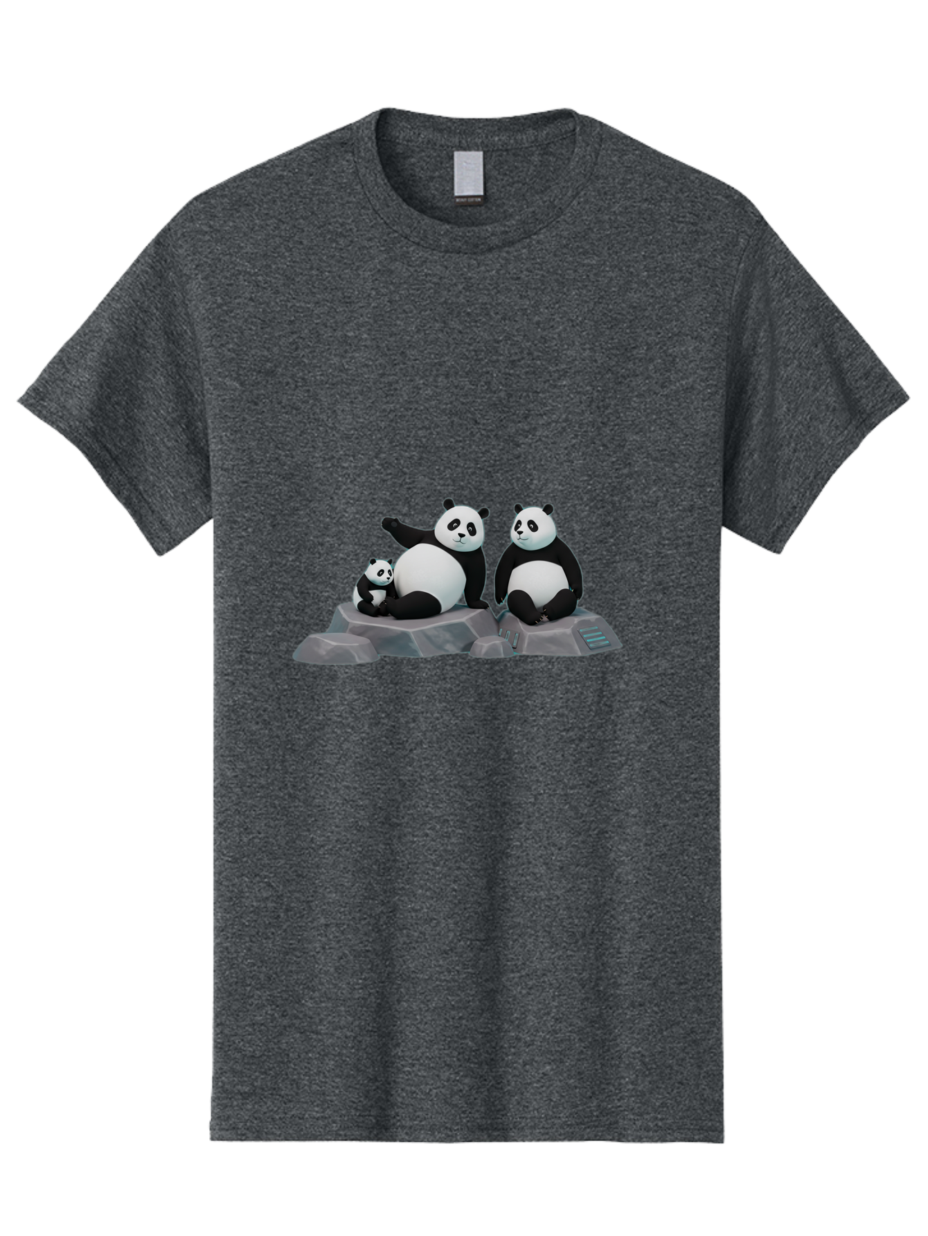 Three-Pandas-1 Men'S Graphic Tee, 100% Cotton, Comfortable Casual Summer Wear, Machine Washable, Kung Fu Panda, Po, Pandas On Rocks, Three Pandas, Black And White Pandas, Cartoon Characters, 3D Graphics, Animated Movie, Action Poses, Bae798