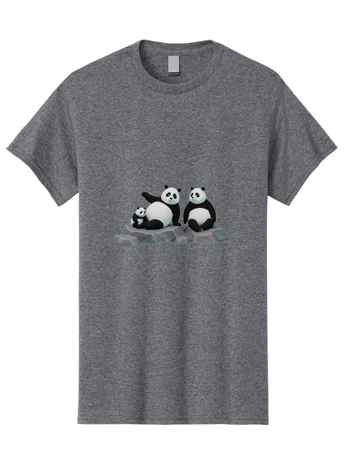 Three-Pandas-1 Men'S Graphic Tee, 100% Cotton, Comfortable Casual Summer Wear, Machine Washable, Kung Fu Panda, Po, Pandas On Rocks, Three Pandas, Black And White Pandas, Cartoon Characters, 3D Graphics, Animated Movie, Action Poses, Bae798