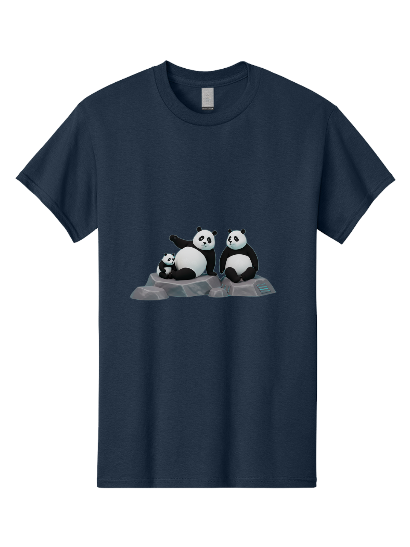 Three-Pandas-1 Men'S Graphic Tee, 100% Cotton, Comfortable Casual Summer Wear, Machine Washable, Kung Fu Panda, Po, Pandas On Rocks, Three Pandas, Black And White Pandas, Cartoon Characters, 3D Graphics, Animated Movie, Action Poses, Bae798