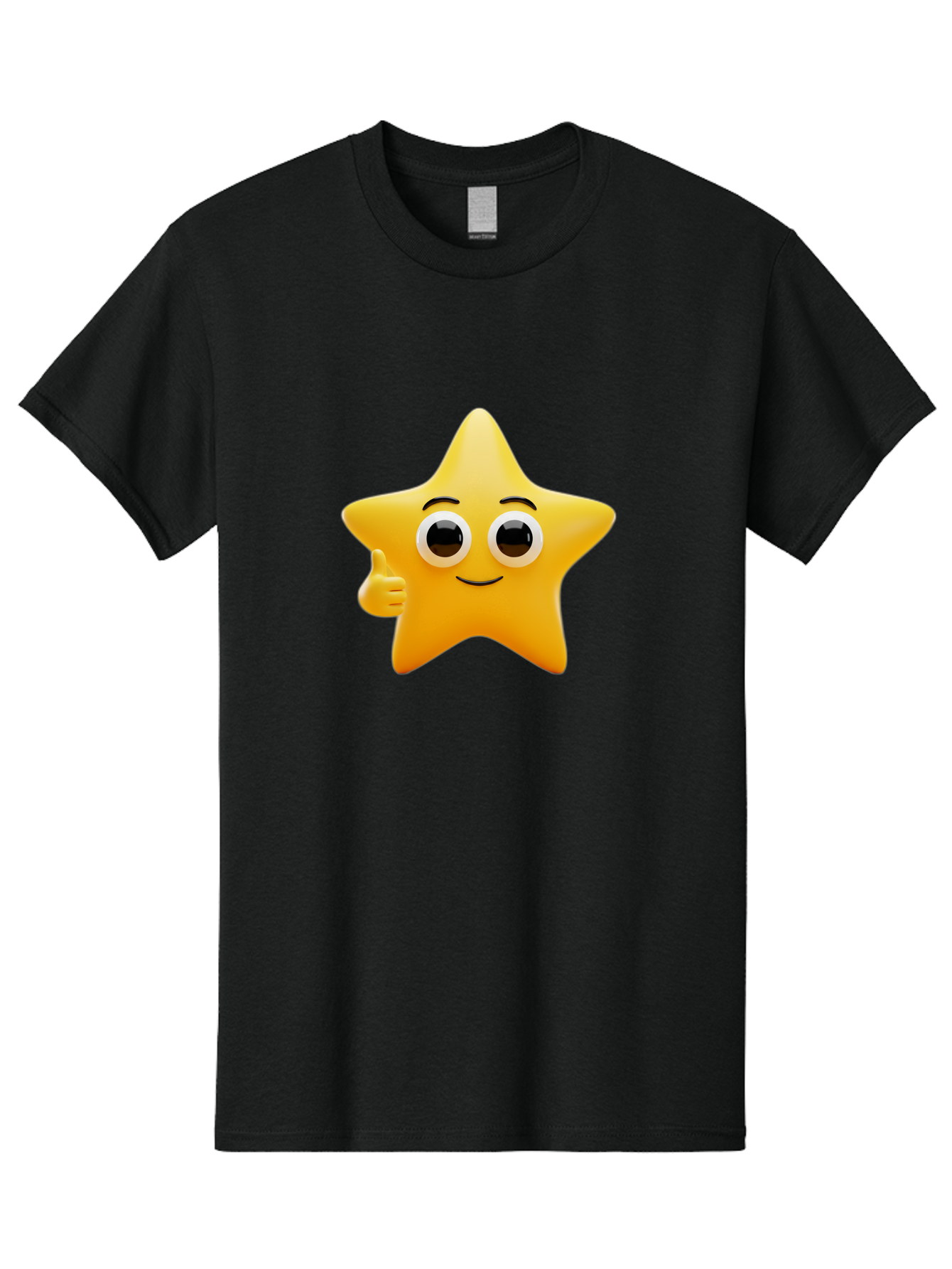 Thumbs-Up-Star Men'S Graphic Tee, 100% Cotton, Comfortable Casual Summer Wear, Machine Washable, Cartoon Star, Thumbs Up Gesture, Smiling Face, Yellow Star Character, Approval Symbol, Friendly Emoji, Cute Mascot, Positive Attitude Bae800