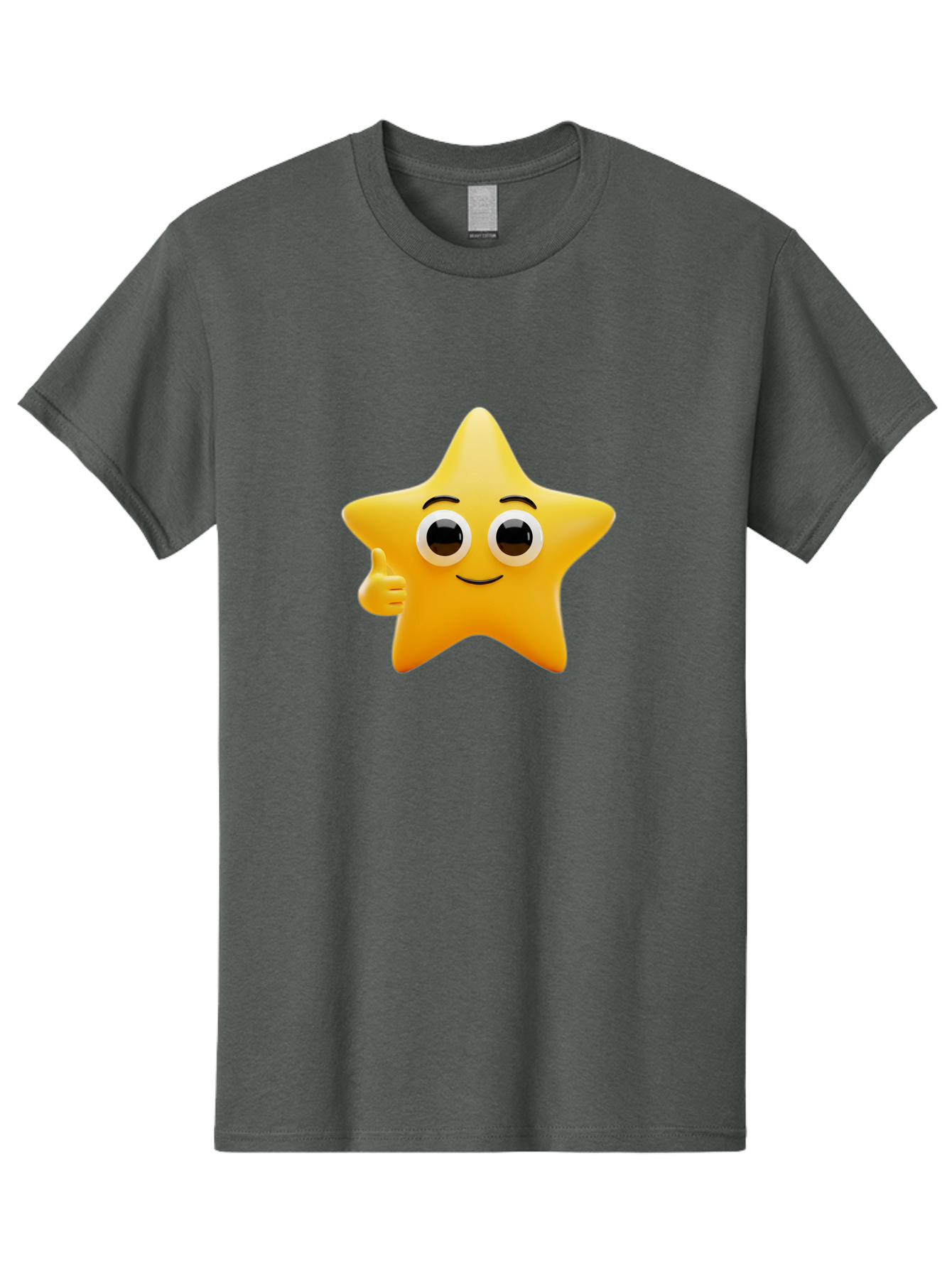 Thumbs-Up-Star Men'S Graphic Tee, 100% Cotton, Comfortable Casual Summer Wear, Machine Washable, Cartoon Star, Thumbs Up Gesture, Smiling Face, Yellow Star Character, Approval Symbol, Friendly Emoji, Cute Mascot, Positive Attitude Bae800
