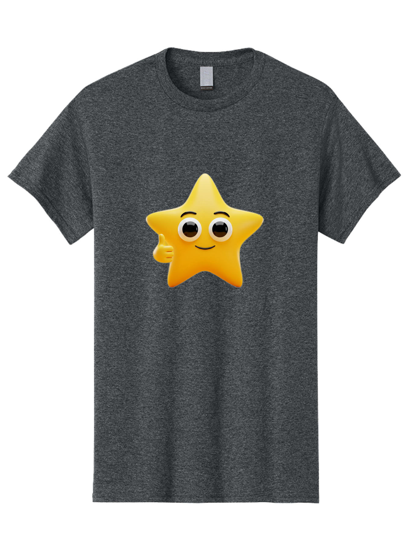 Thumbs-Up-Star Men'S Graphic Tee, 100% Cotton, Comfortable Casual Summer Wear, Machine Washable, Cartoon Star, Thumbs Up Gesture, Smiling Face, Yellow Star Character, Approval Symbol, Friendly Emoji, Cute Mascot, Positive Attitude Bae800