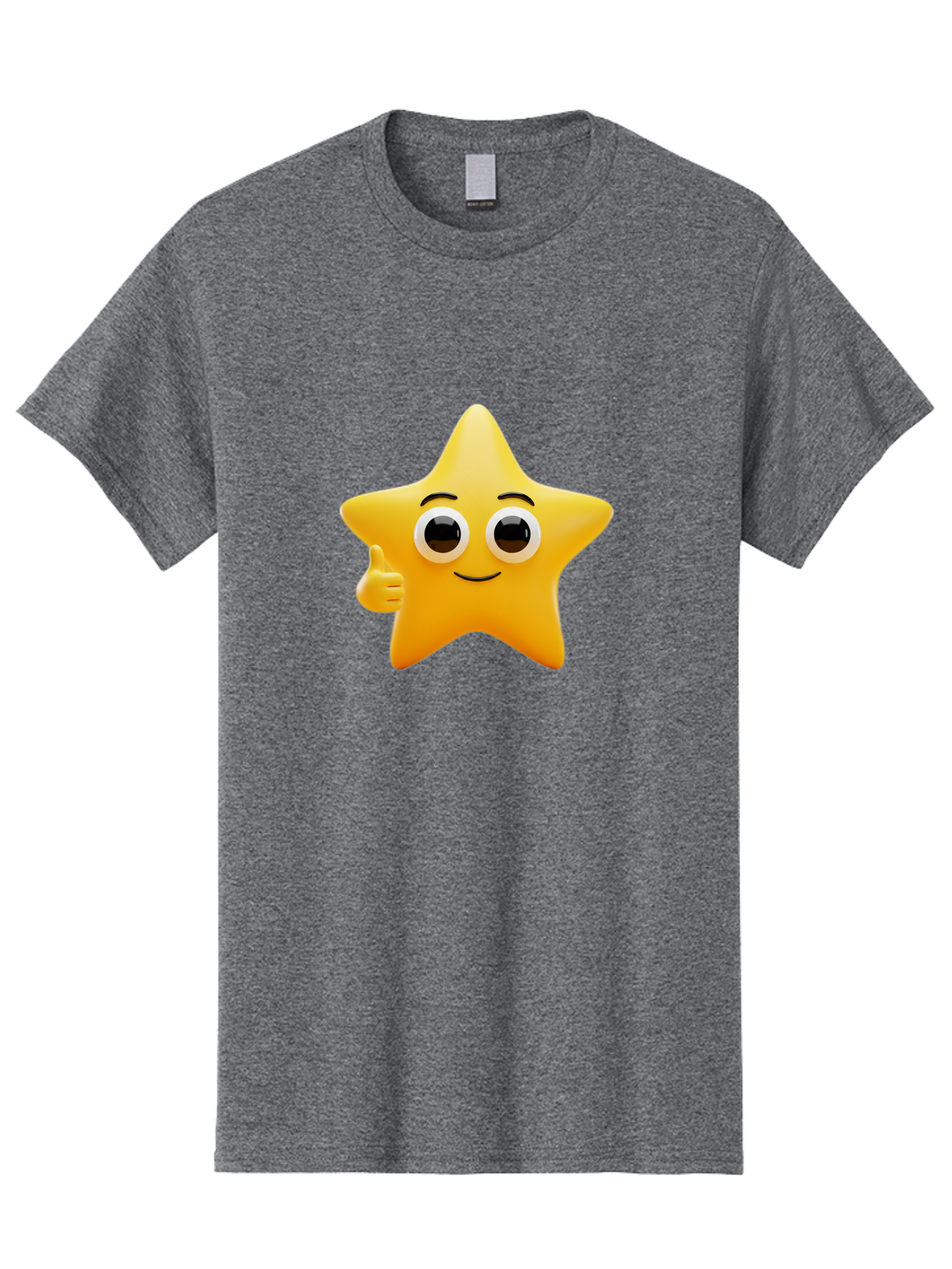 Thumbs-Up-Star Men'S Graphic Tee, 100% Cotton, Comfortable Casual Summer Wear, Machine Washable, Cartoon Star, Thumbs Up Gesture, Smiling Face, Yellow Star Character, Approval Symbol, Friendly Emoji, Cute Mascot, Positive Attitude Bae800