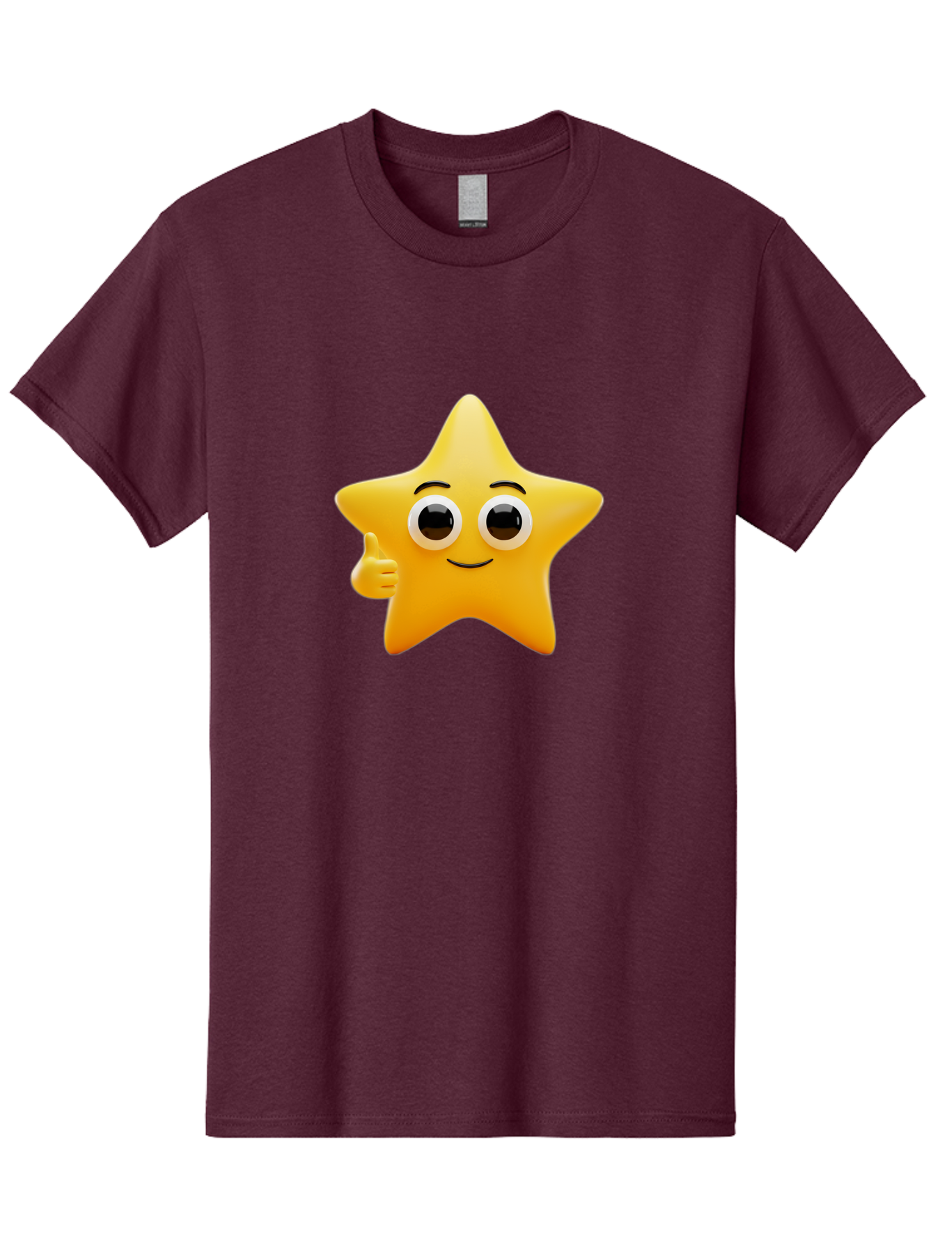 Thumbs-Up-Star Men'S Graphic Tee, 100% Cotton, Comfortable Casual Summer Wear, Machine Washable, Cartoon Star, Thumbs Up Gesture, Smiling Face, Yellow Star Character, Approval Symbol, Friendly Emoji, Cute Mascot, Positive Attitude Bae800