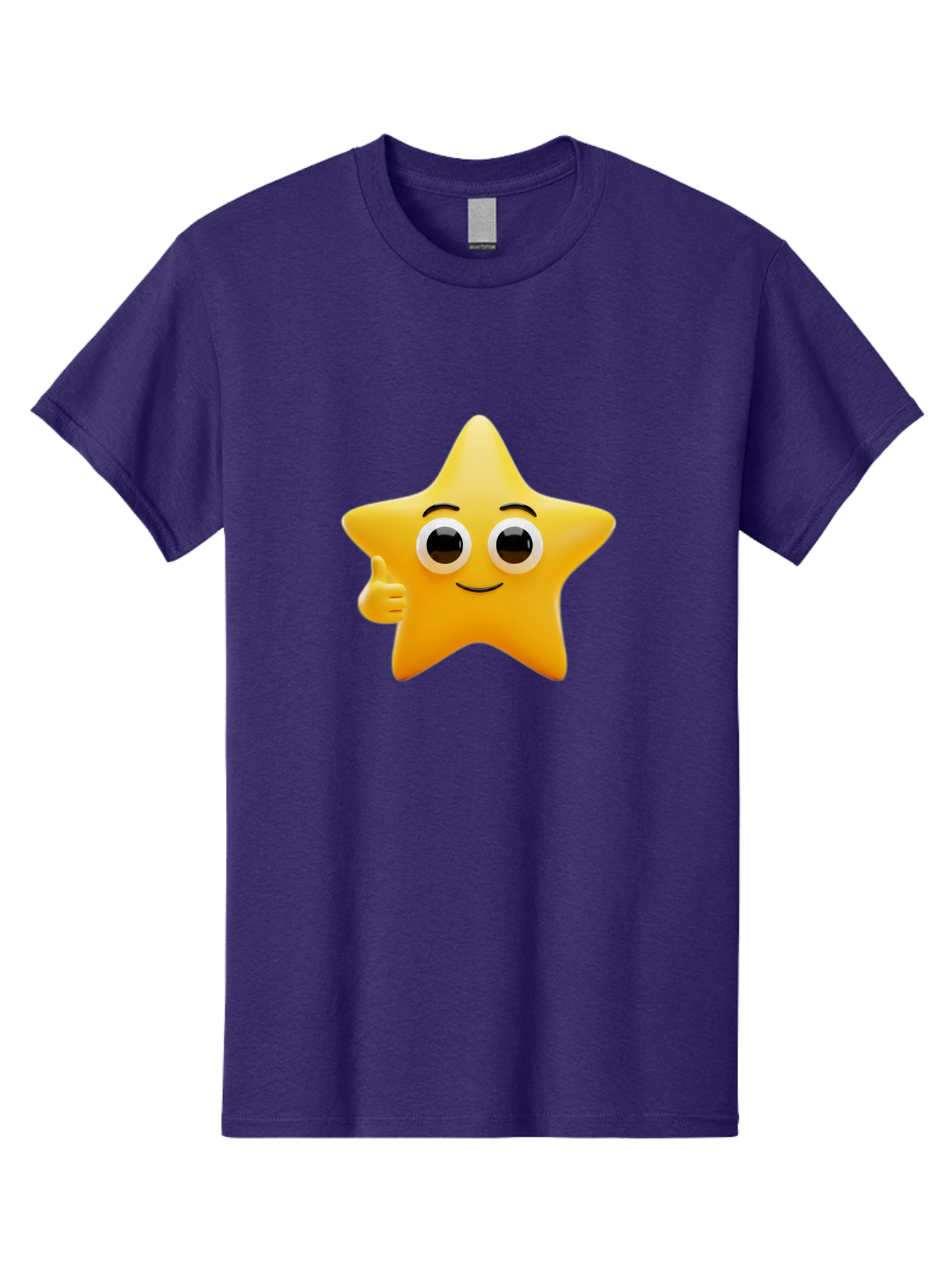 Thumbs-Up-Star Men'S Graphic Tee, 100% Cotton, Comfortable Casual Summer Wear, Machine Washable, Cartoon Star, Thumbs Up Gesture, Smiling Face, Yellow Star Character, Approval Symbol, Friendly Emoji, Cute Mascot, Positive Attitude Bae800