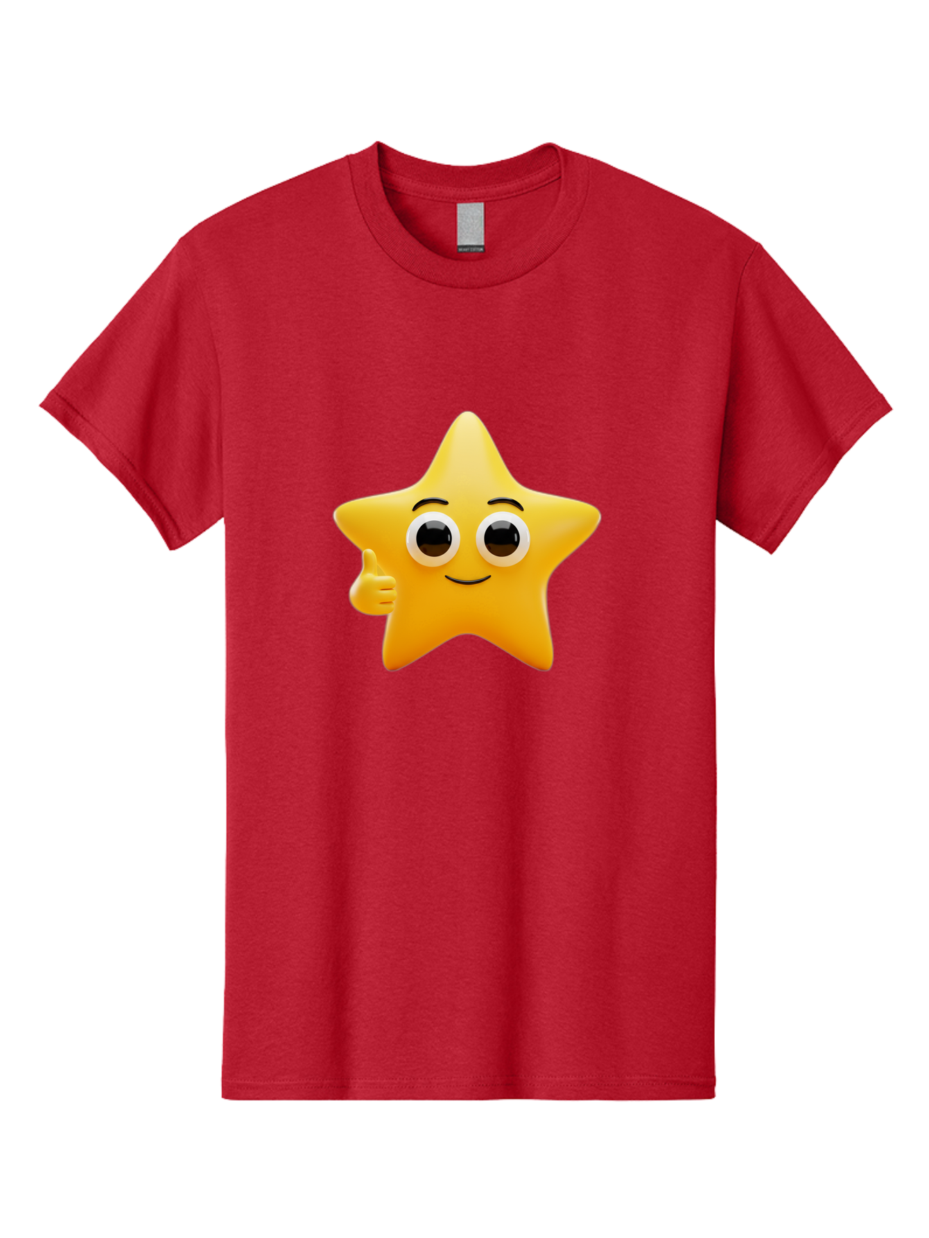 Thumbs-Up-Star Men'S Graphic Tee, 100% Cotton, Comfortable Casual Summer Wear, Machine Washable, Cartoon Star, Thumbs Up Gesture, Smiling Face, Yellow Star Character, Approval Symbol, Friendly Emoji, Cute Mascot, Positive Attitude Bae800