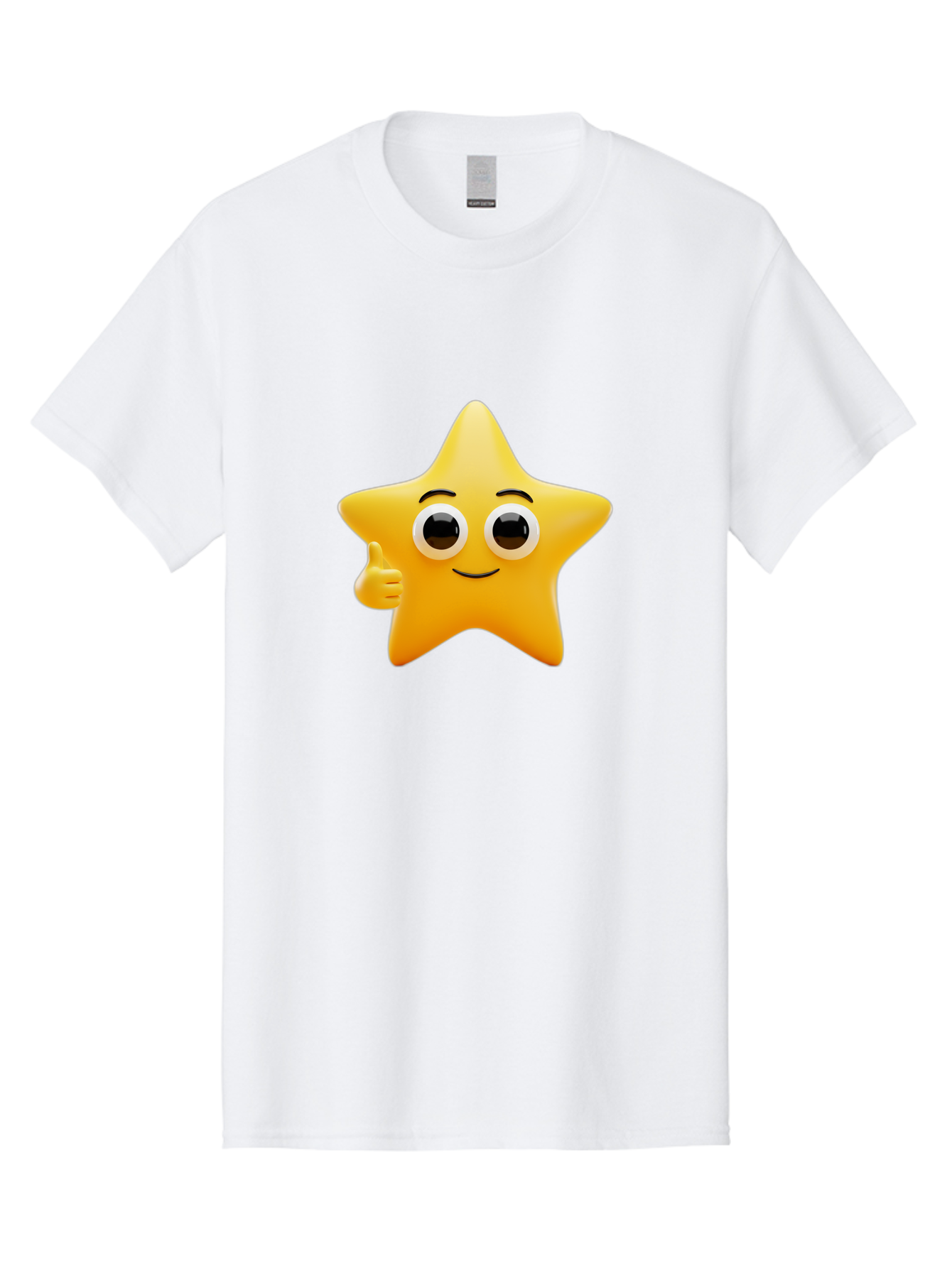 Thumbs-Up-Star Men'S Graphic Tee, 100% Cotton, Comfortable Casual Summer Wear, Machine Washable, Cartoon Star, Thumbs Up Gesture, Smiling Face, Yellow Star Character, Approval Symbol, Friendly Emoji, Cute Mascot, Positive Attitude Bae800