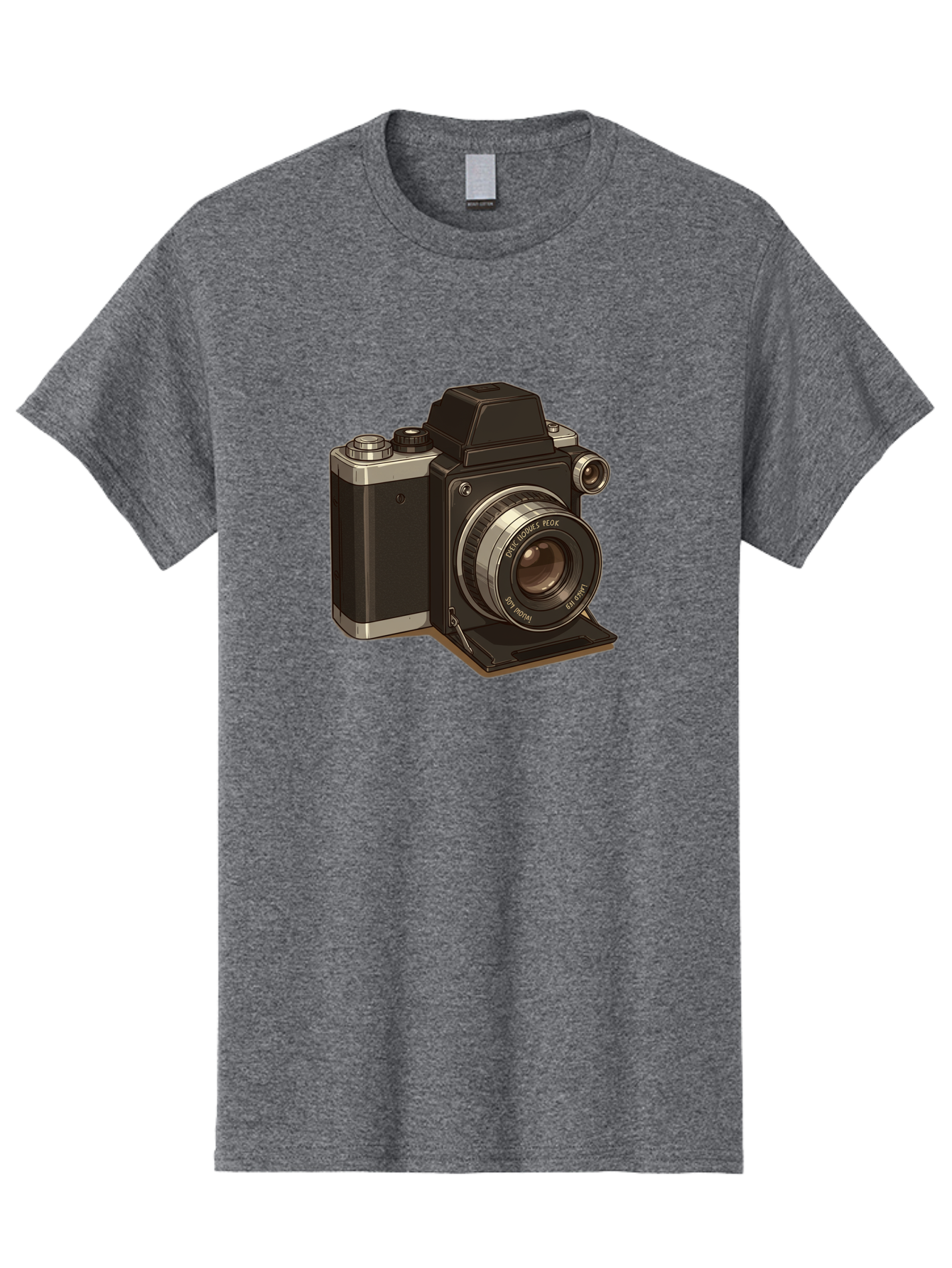 Tlr-Camera Men'S Graphic Tee, 100% Cotton, Comfortable Casual Summer Wear, Machine Washable, Vintage Camera, Twin Lens Reflex Camera, Black And Silver, Photography Equipment, Lens, Nikon, Camera Body, Classic Design, Retro Style, Film Camera Bae801