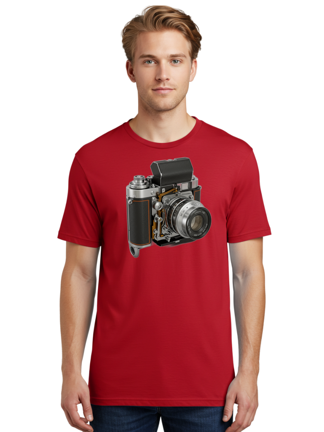 Triotar-Triotar-1-4-5-135 Men'S Graphic Tee, 100% Cotton, Comfortable Casual Summer Wear, Machine Washable, Vintage Camera, Classic Photography, Triotar 50Mm F/2.8 Lens, Retro Camera Body, Antique Camera Equipment, Photography Accessories, Bae803