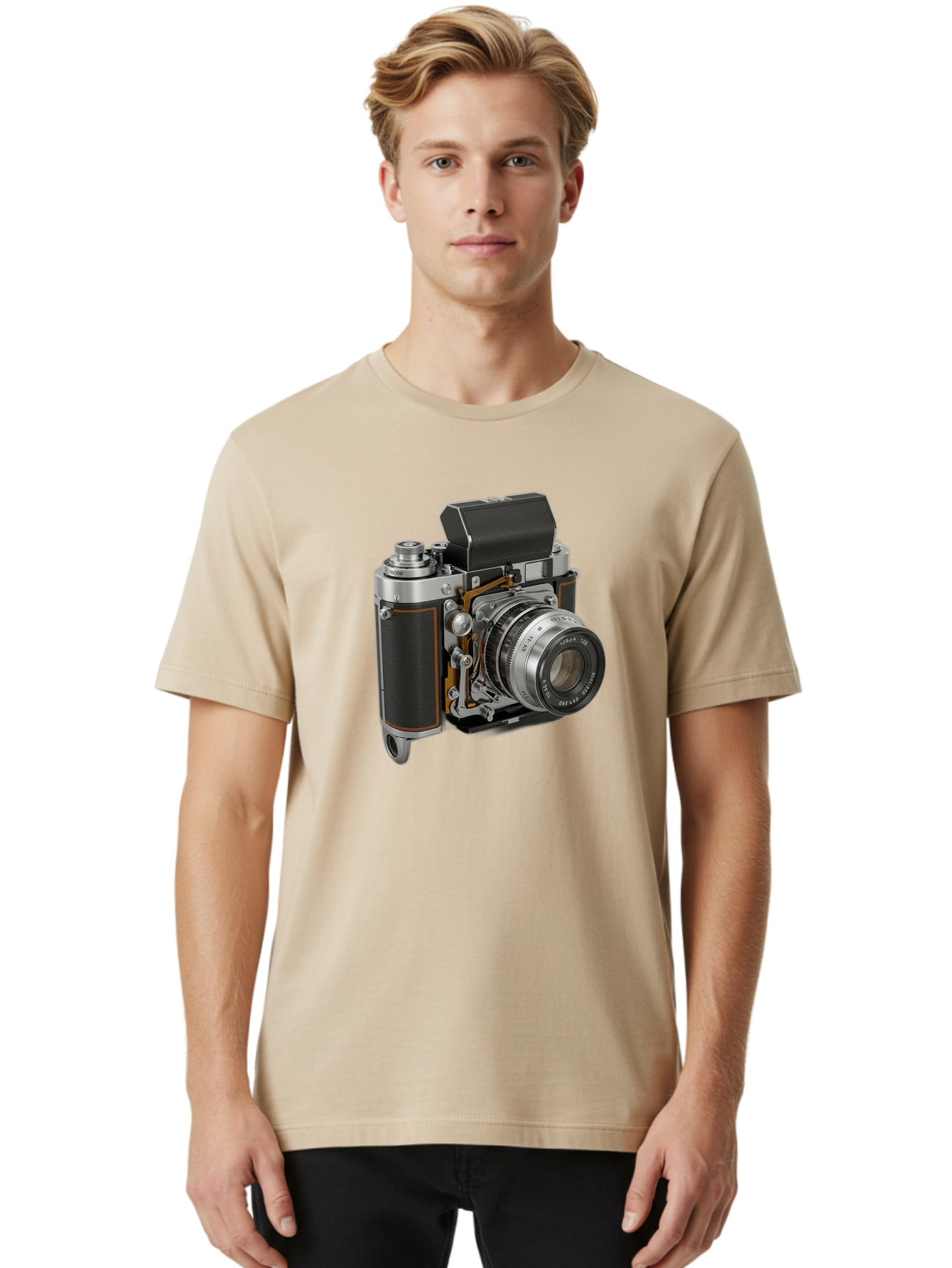 Triotar-Triotar-1-4-5-135 Men'S Graphic Tee, 100% Cotton, Comfortable Casual Summer Wear, Machine Washable, Vintage Camera, Classic Photography, Triotar 50Mm F/2.8 Lens, Retro Camera Body, Antique Camera Equipment, Photography Accessories, Bae803