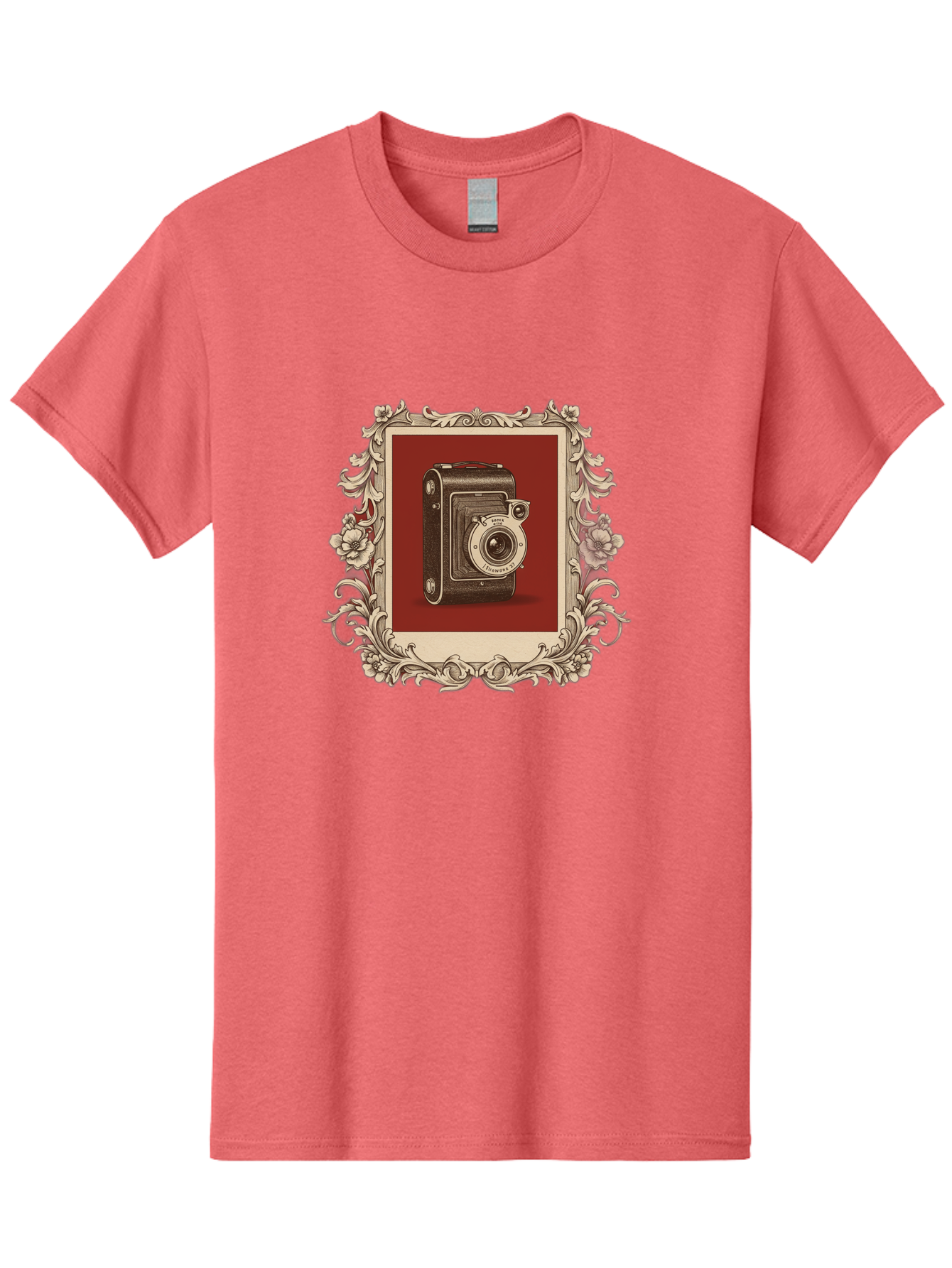 Vintage-Camera-1 Men'S Graphic Tee, 100% Cotton, Comfortable Casual Summer Wear, Machine Washable, Vintage Camera, Ornate Frame, Floral Design, Old-Fashioned Photography, Antique Style, Camera Equipment, Retro Aesthetic, Classic Lens Bae804