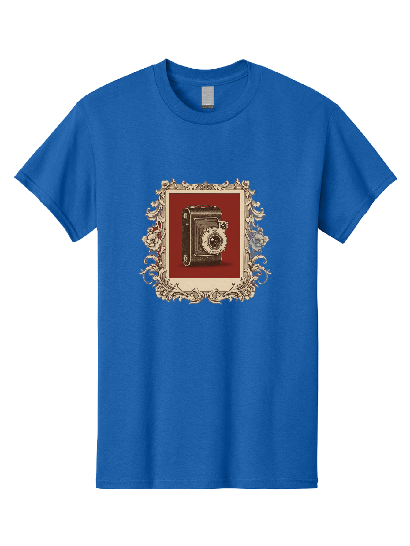 Vintage-Camera-1 Men'S Graphic Tee, 100% Cotton, Comfortable Casual Summer Wear, Machine Washable, Vintage Camera, Ornate Frame, Floral Design, Old-Fashioned Photography, Antique Style, Camera Equipment, Retro Aesthetic, Classic Lens Bae804