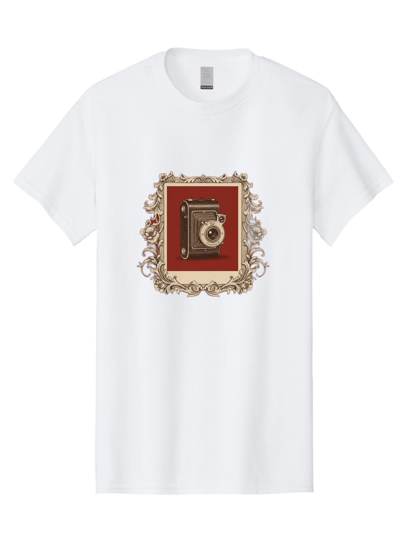 Vintage-Camera-1 Men'S Graphic Tee, 100% Cotton, Comfortable Casual Summer Wear, Machine Washable, Vintage Camera, Ornate Frame, Floral Design, Old-Fashioned Photography, Antique Style, Camera Equipment, Retro Aesthetic, Classic Lens Bae804