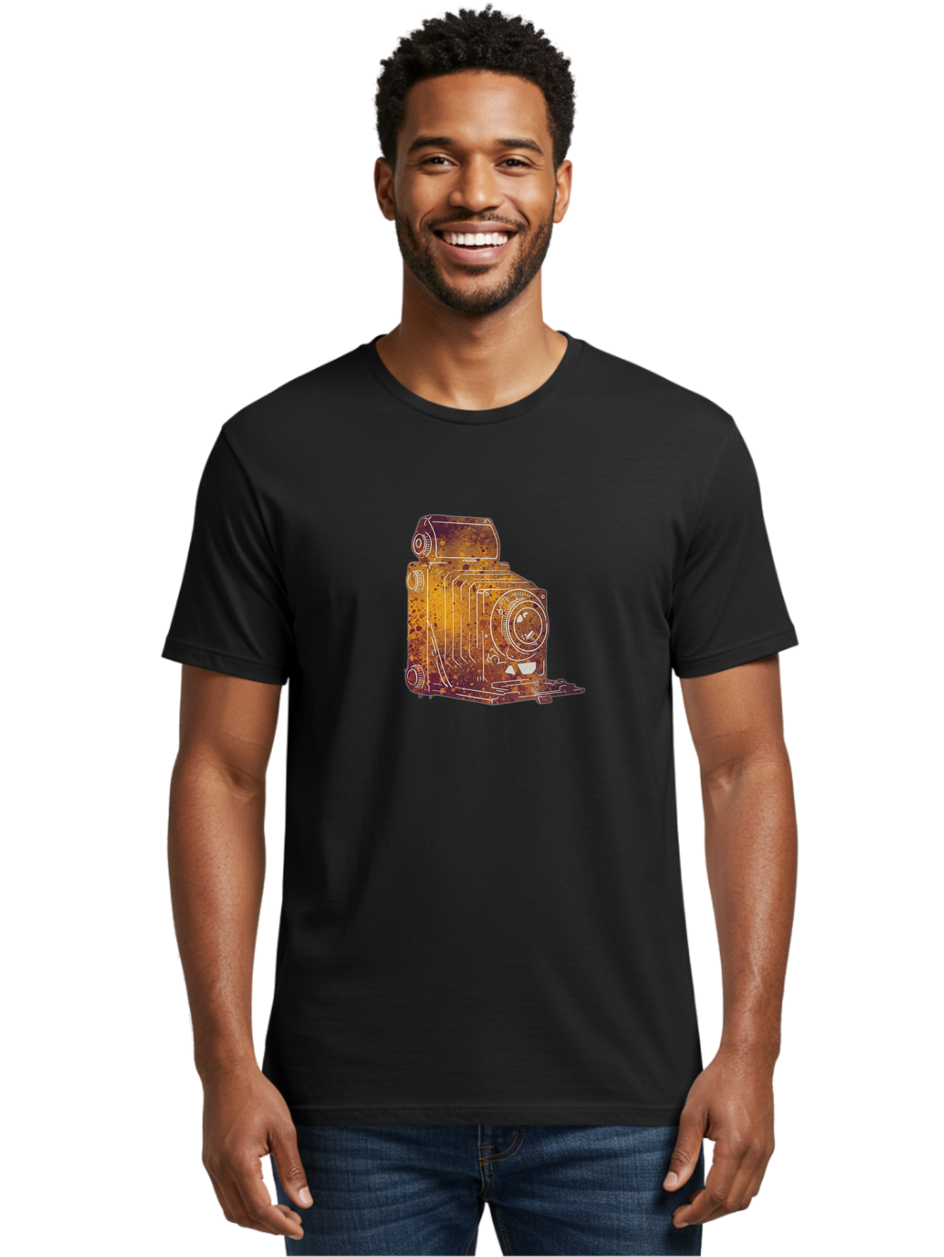 Vintage-Camera-10 Men'S Graphic Tee, 100% Cotton, Comfortable Casual Summer Wear, Machine Washable, Vintage Camera, Classic Photography, Retro Style, Worn Texture, Distressed Finish, Nostalgic Feel, Analog Photography, Film Camera, Bae805