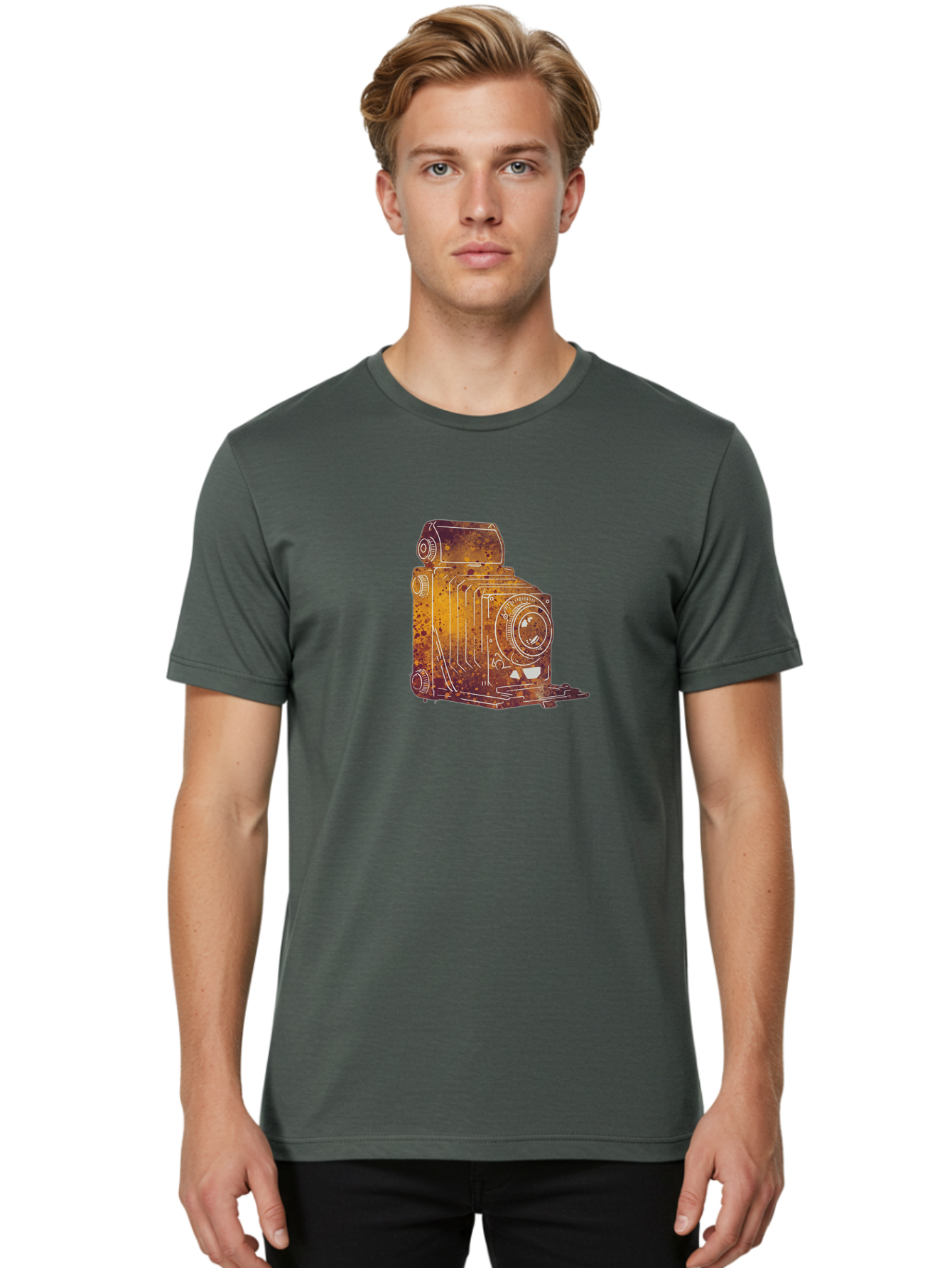 Vintage-Camera-10 Men'S Graphic Tee, 100% Cotton, Comfortable Casual Summer Wear, Machine Washable, Vintage Camera, Classic Photography, Retro Style, Worn Texture, Distressed Finish, Nostalgic Feel, Analog Photography, Film Camera, Bae805