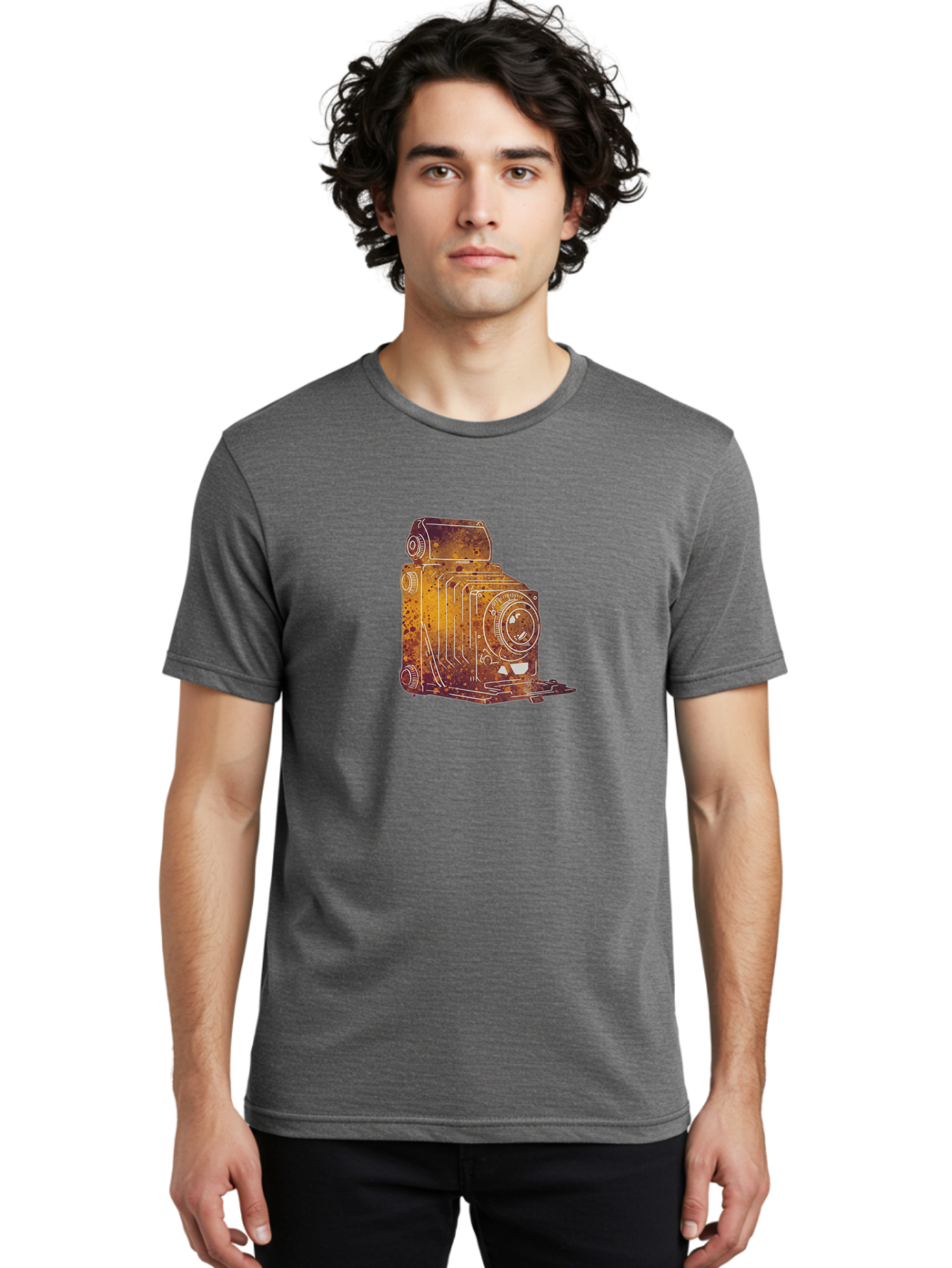 Vintage-Camera-10 Men'S Graphic Tee, 100% Cotton, Comfortable Casual Summer Wear, Machine Washable, Vintage Camera, Classic Photography, Retro Style, Worn Texture, Distressed Finish, Nostalgic Feel, Analog Photography, Film Camera, Bae805