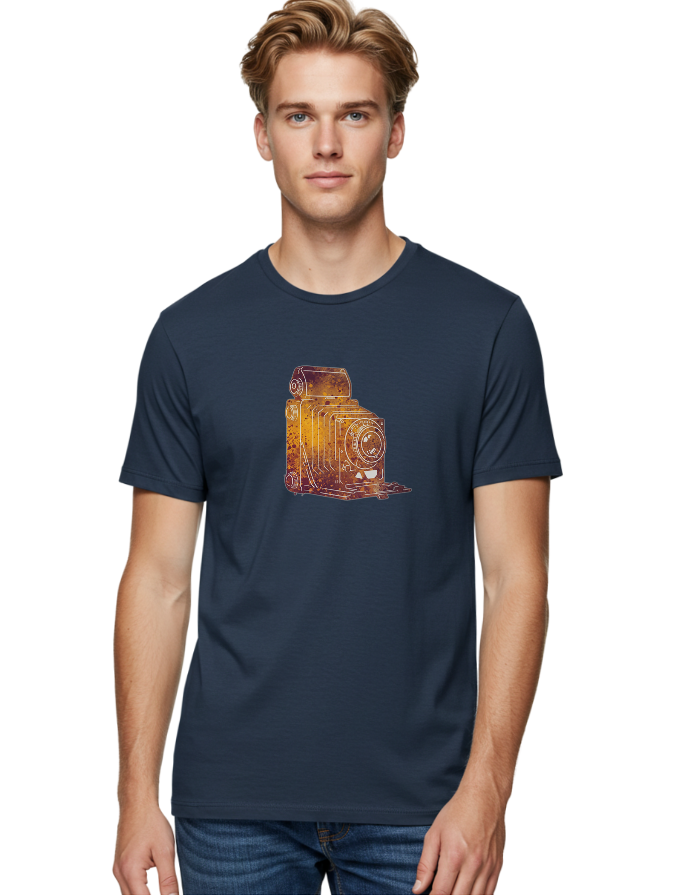 Vintage-Camera-10 Men'S Graphic Tee, 100% Cotton, Comfortable Casual Summer Wear, Machine Washable, Vintage Camera, Classic Photography, Retro Style, Worn Texture, Distressed Finish, Nostalgic Feel, Analog Photography, Film Camera, Bae805