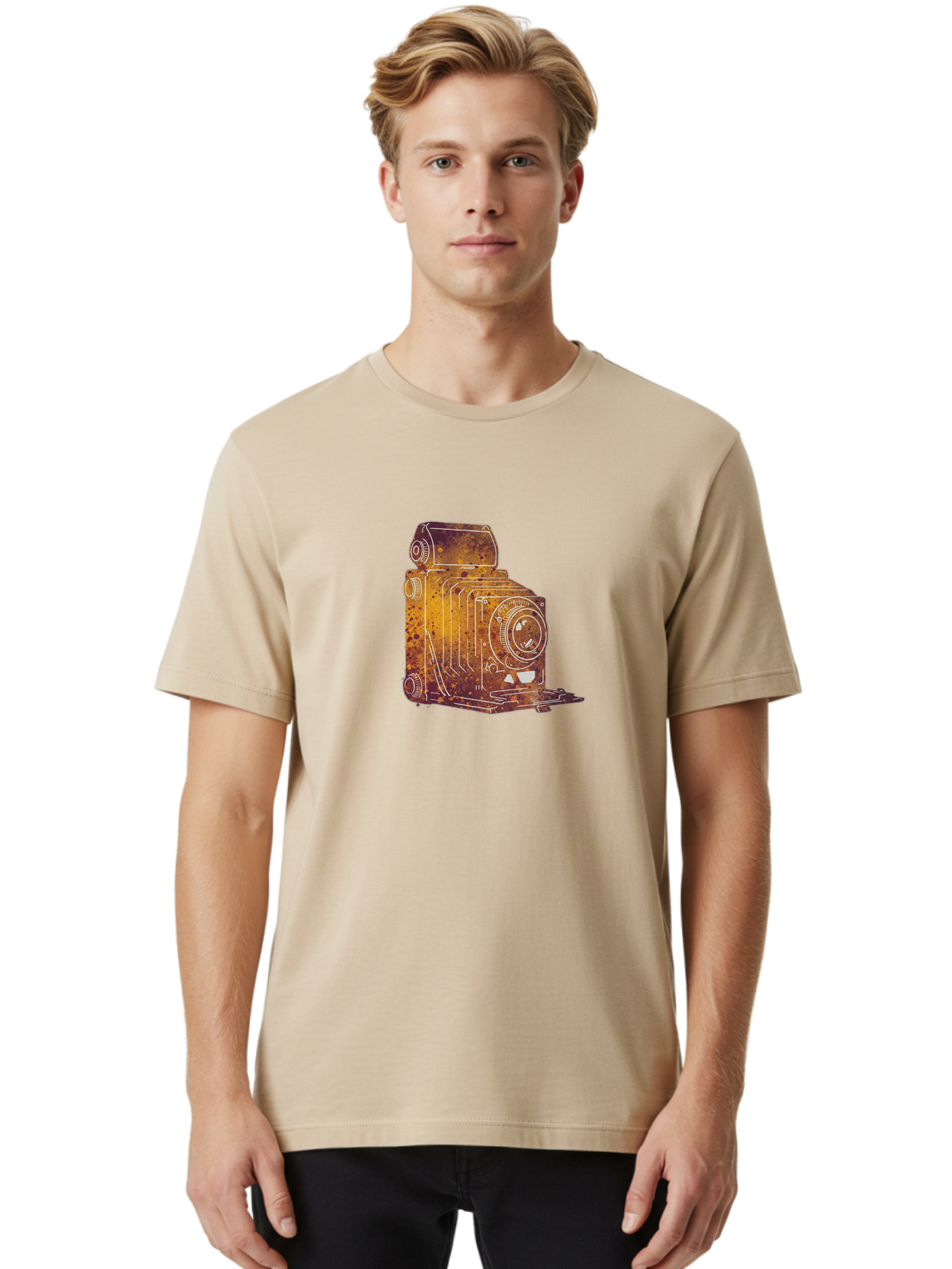 Vintage-Camera-10 Men'S Graphic Tee, 100% Cotton, Comfortable Casual Summer Wear, Machine Washable, Vintage Camera, Classic Photography, Retro Style, Worn Texture, Distressed Finish, Nostalgic Feel, Analog Photography, Film Camera, Bae805