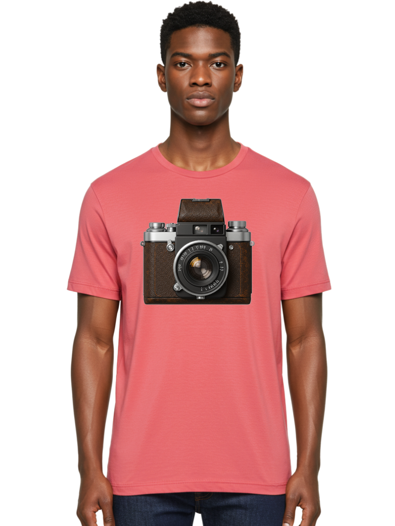 Vintage-Camera-7 Men'S Graphic Tee, 100% Cotton, Comfortable Casual Summer Wear, Machine Washable, Classic Camera, Vintage Photography, Film Camera, Retro Style, Leather Wrap, Silver Accents, Photography Equipment, Nostalgic Charm, Bae811