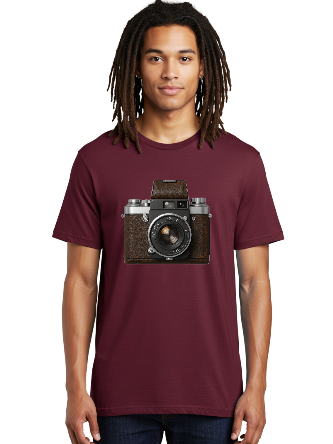 Vintage-Camera-7 Men'S Graphic Tee, 100% Cotton, Comfortable Casual Summer Wear, Machine Washable, Classic Camera, Vintage Photography, Film Camera, Retro Style, Leather Wrap, Silver Accents, Photography Equipment, Nostalgic Charm, Bae811