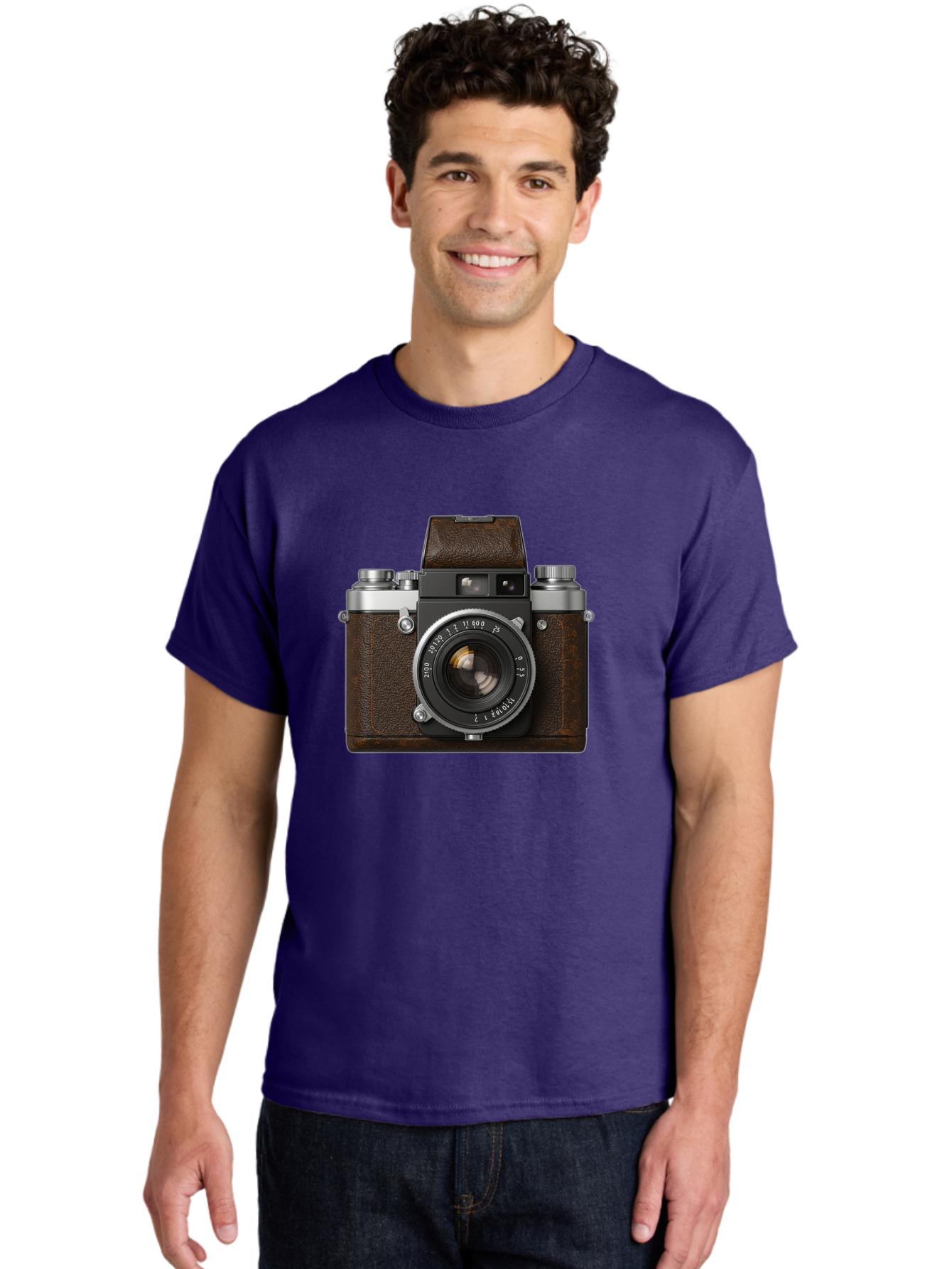 Vintage-Camera-7 Men'S Graphic Tee, 100% Cotton, Comfortable Casual Summer Wear, Machine Washable, Classic Camera, Vintage Photography, Film Camera, Retro Style, Leather Wrap, Silver Accents, Photography Equipment, Nostalgic Charm, Bae811