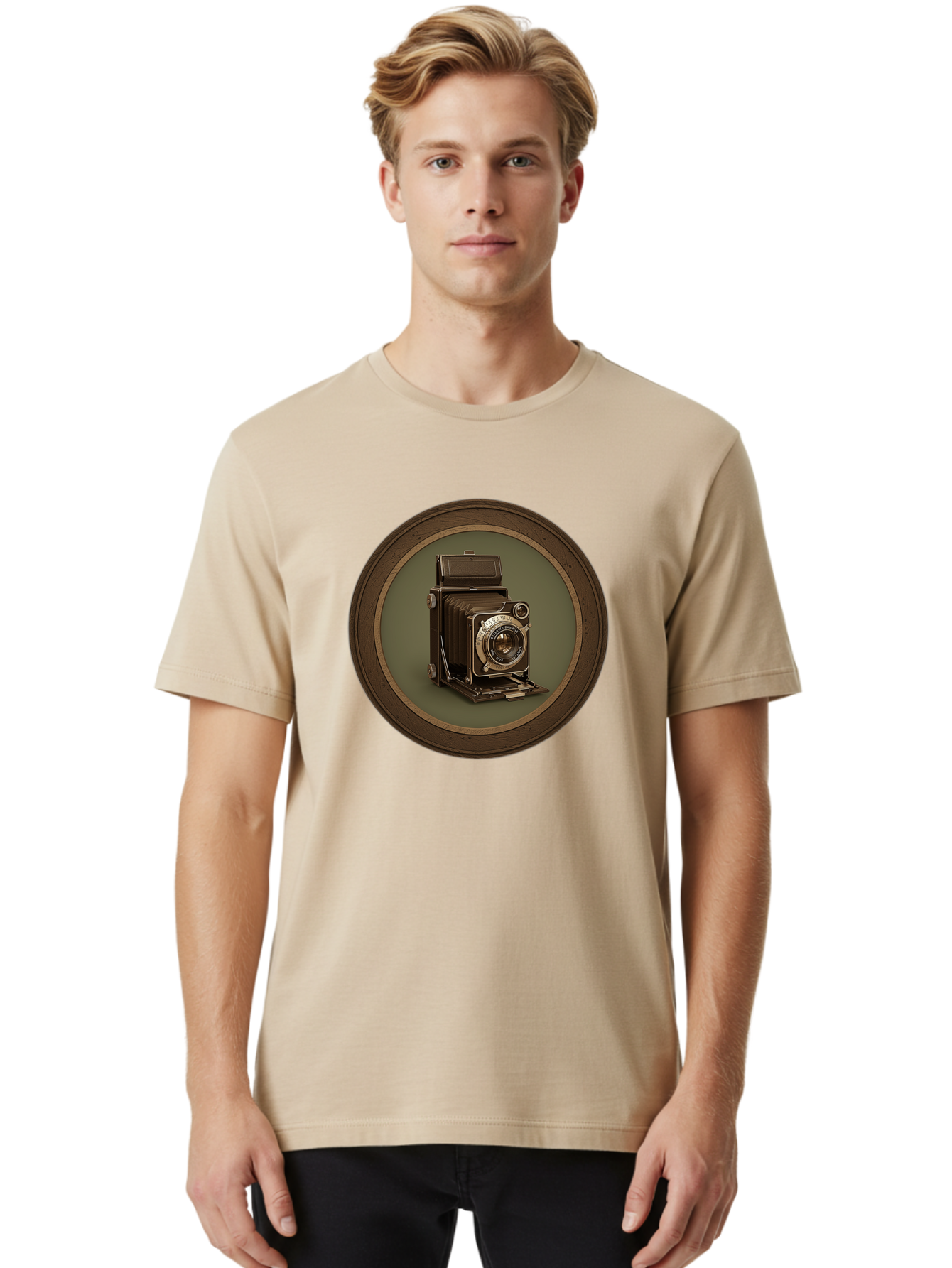 Vintage-Camera Men'S Graphic Tee, 100% Cotton, Comfortable Casual Summer Wear, Machine Washable, Vintage Camera, Antique Photography Equipment, Classic Camera Design, Retro Style, Old-Fashioned Lens, Nostalgic Photography, Timeless Art, Bae815