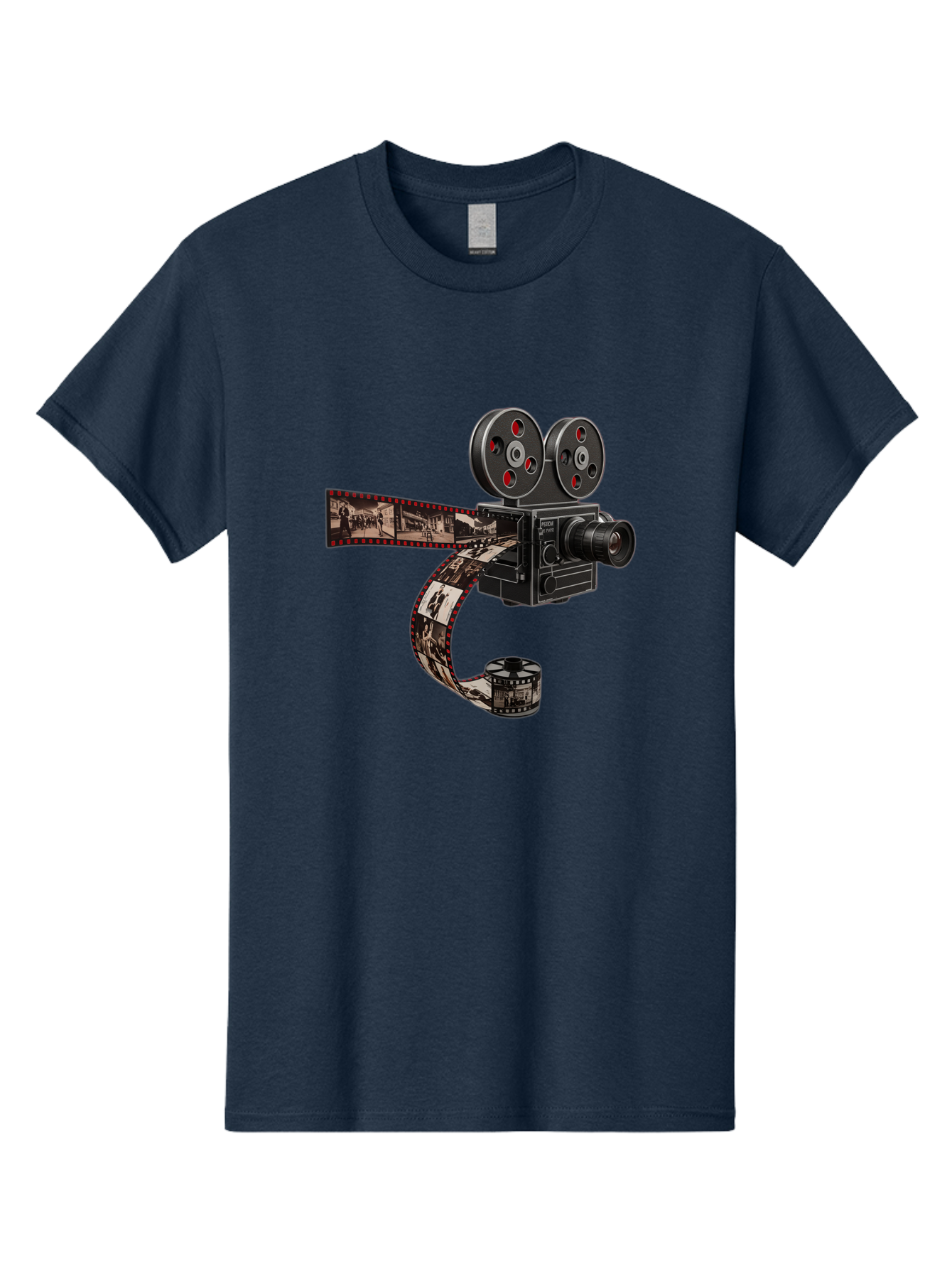 Vintage-Film-Camera Men'S Graphic Tee, 100% Cotton, Comfortable Casual Summer Wear, Machine Washable, Vintage Film Camera, Classic Cinematography, Film Reel, Movie Making, Film Strip, Black And White Images, Retro Photography, Cinematic Style Bae816
