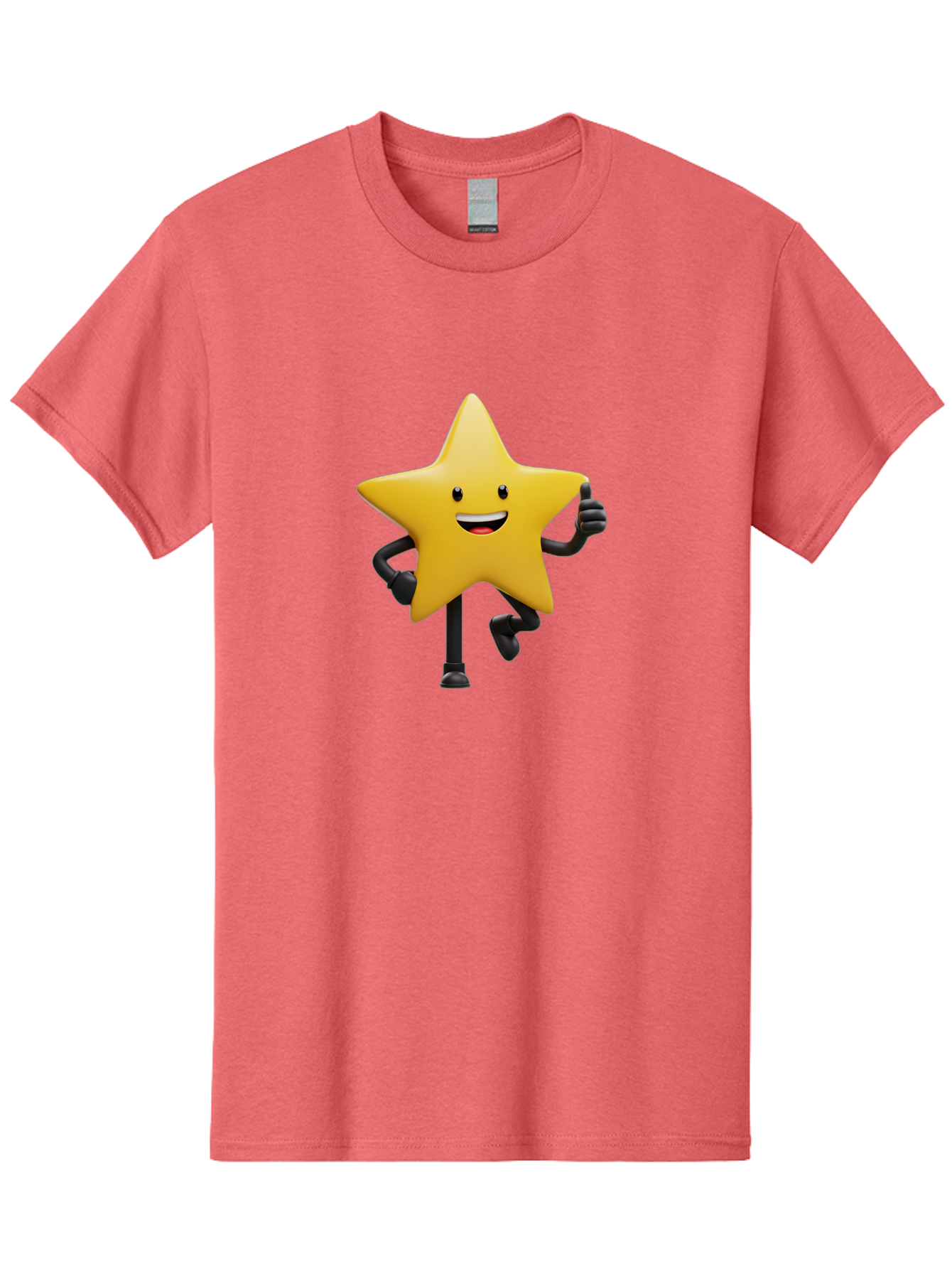 Yellow-Star Men'S Graphic Tee, 100% Cotton, Comfortable Casual Summer Wear, Machine Washable, Cartoon Star, Yellow Star, Smiling Face, Happy Expression, Stick Legs, Animated Character, Funny Star, Cartoon Graphics, Character Design, Bae821