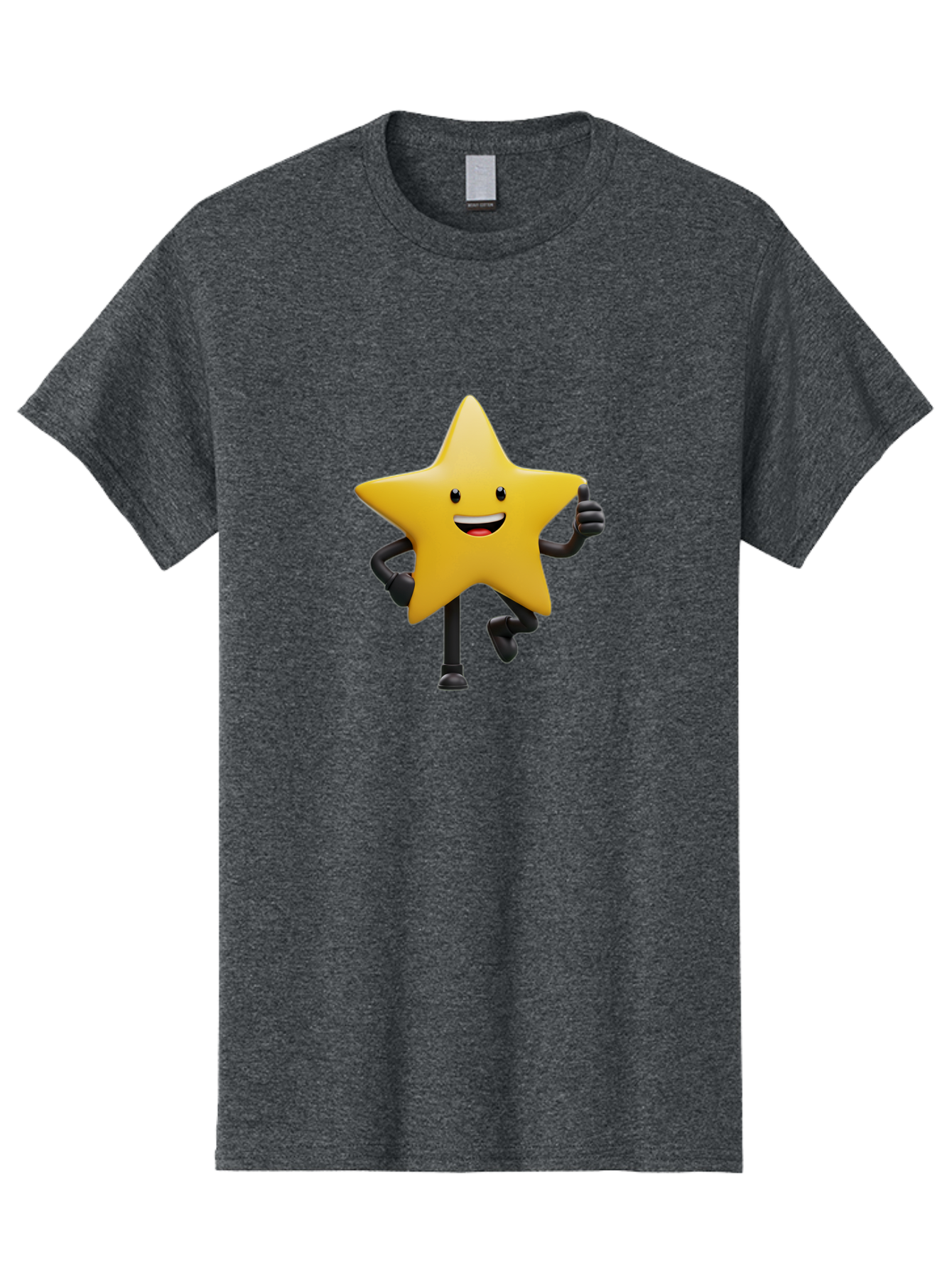 Yellow-Star Men'S Graphic Tee, 100% Cotton, Comfortable Casual Summer Wear, Machine Washable, Cartoon Star, Yellow Star, Smiling Face, Happy Expression, Stick Legs, Animated Character, Funny Star, Cartoon Graphics, Character Design, Bae821